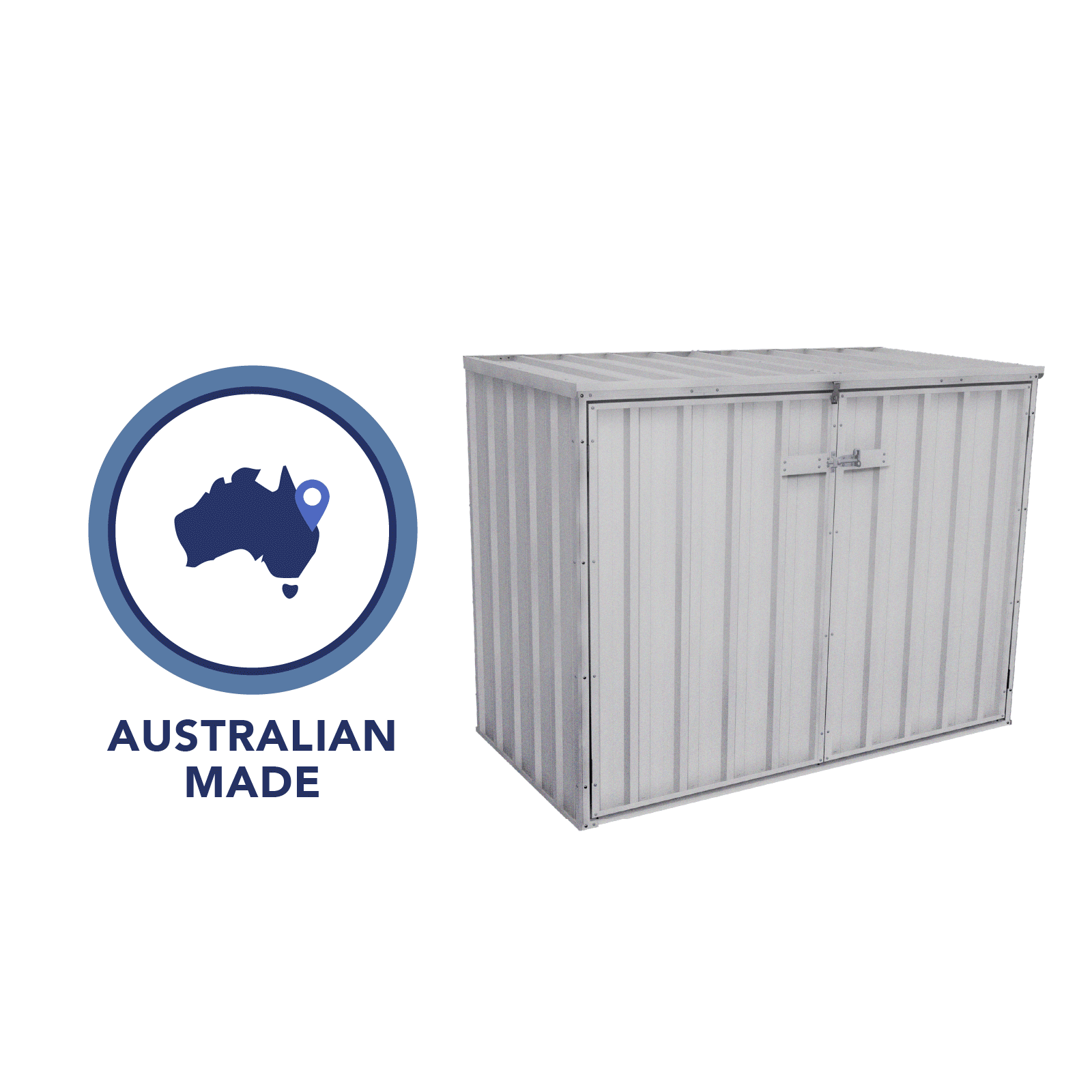 1.52mW x 0.78mD x 1.15mH Bin Cover Double Door Zincalume