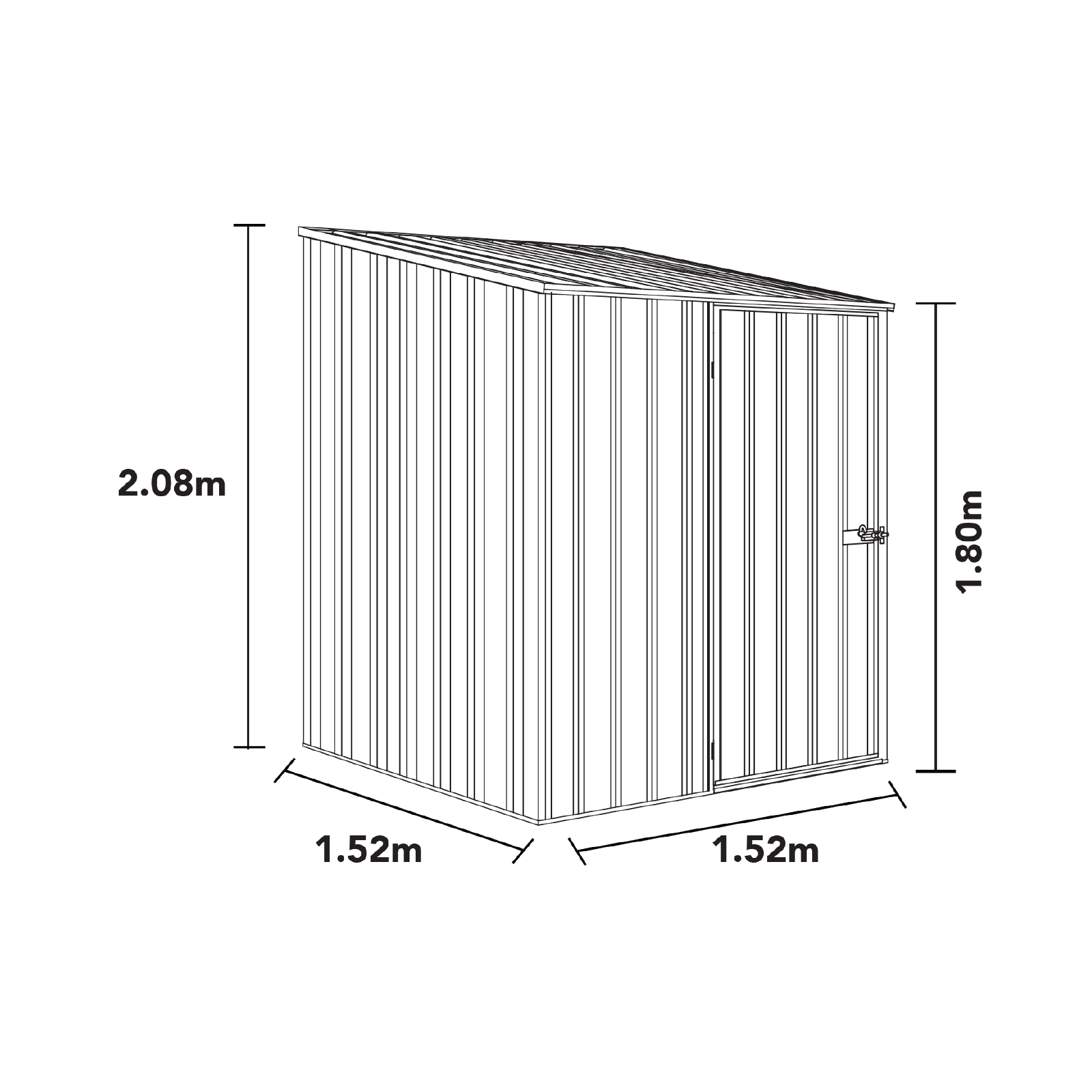 1.52mW x 1.52mD x 2.08mH Garden Shed Space Saver Single Door Zincalume