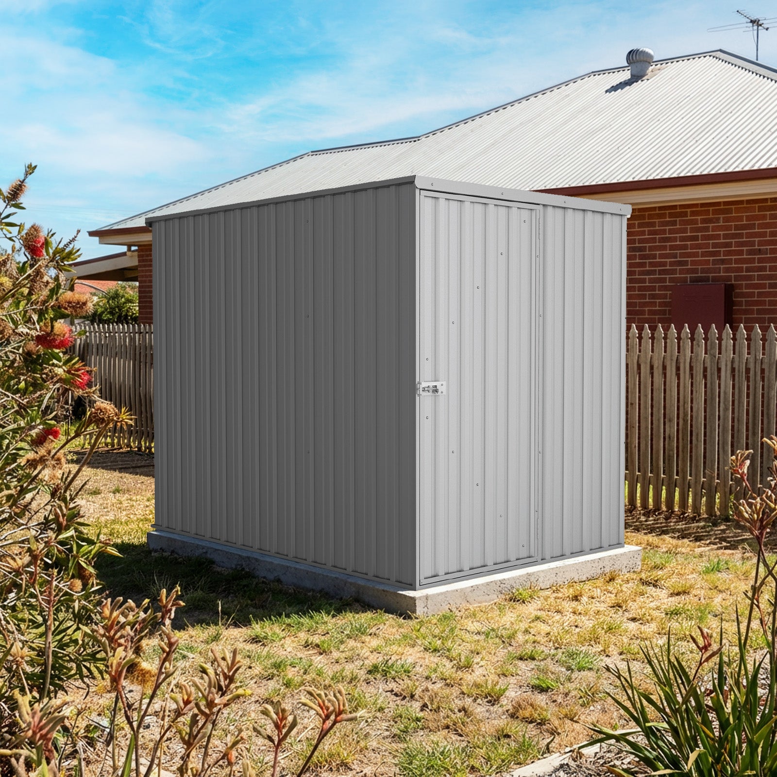 1.52mW x 2.26mD x 1.80mH Garden Shed Basic Single Door Zincalume