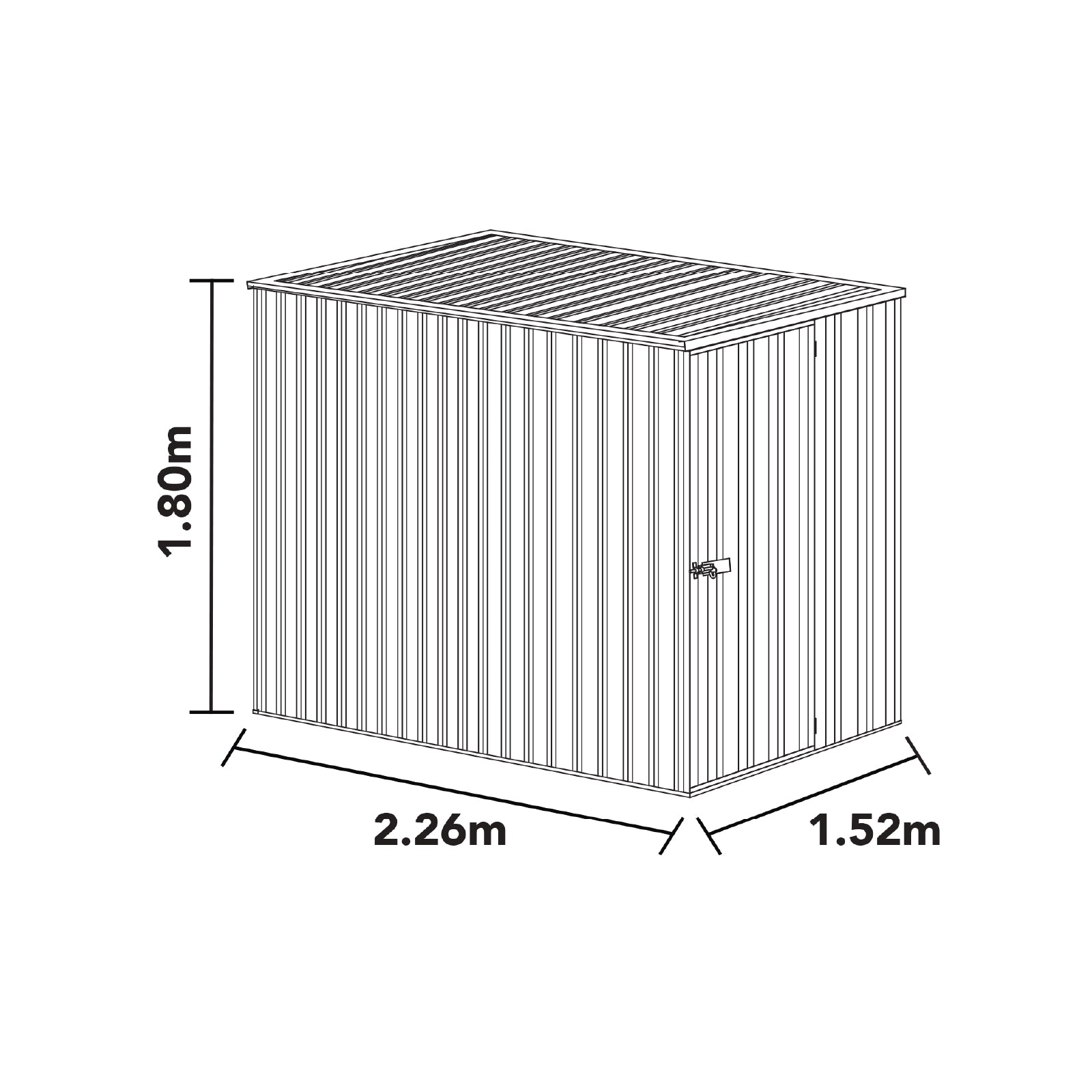 1.52mW x 2.26mD x 1.80mH Garden Shed Basic Single Door Zincalume