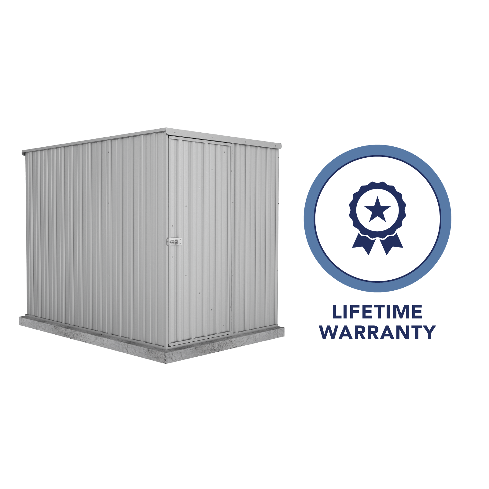 1.52mW x 2.26mD x 1.80mH Garden Shed Basic Single Door Zincalume