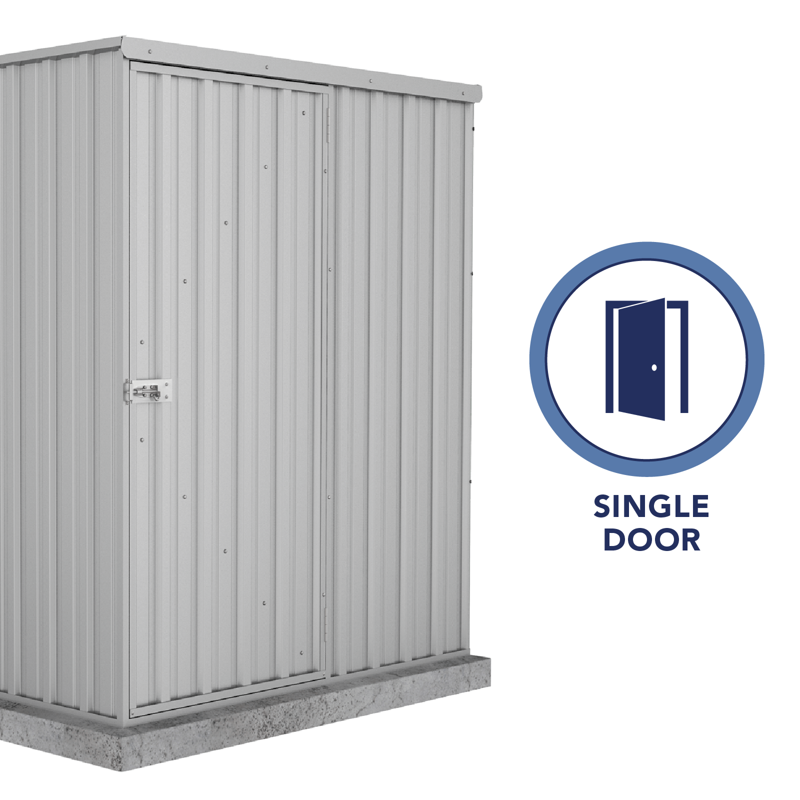1.52mW x 2.26mD x 1.80mH Garden Shed Basic Single Door Zincalume