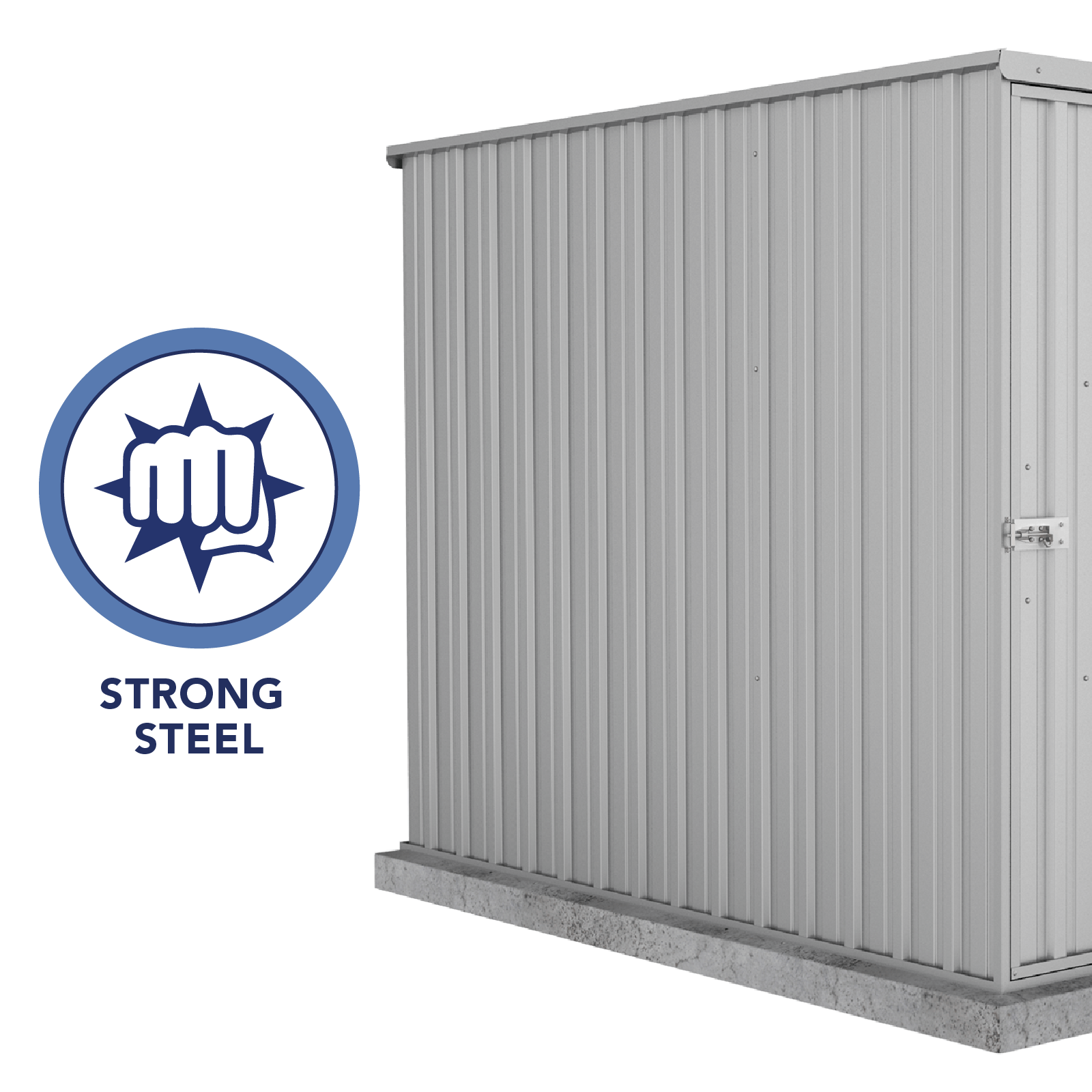 1.52mW x 2.26mD x 1.80mH Garden Shed Basic Single Door Zincalume