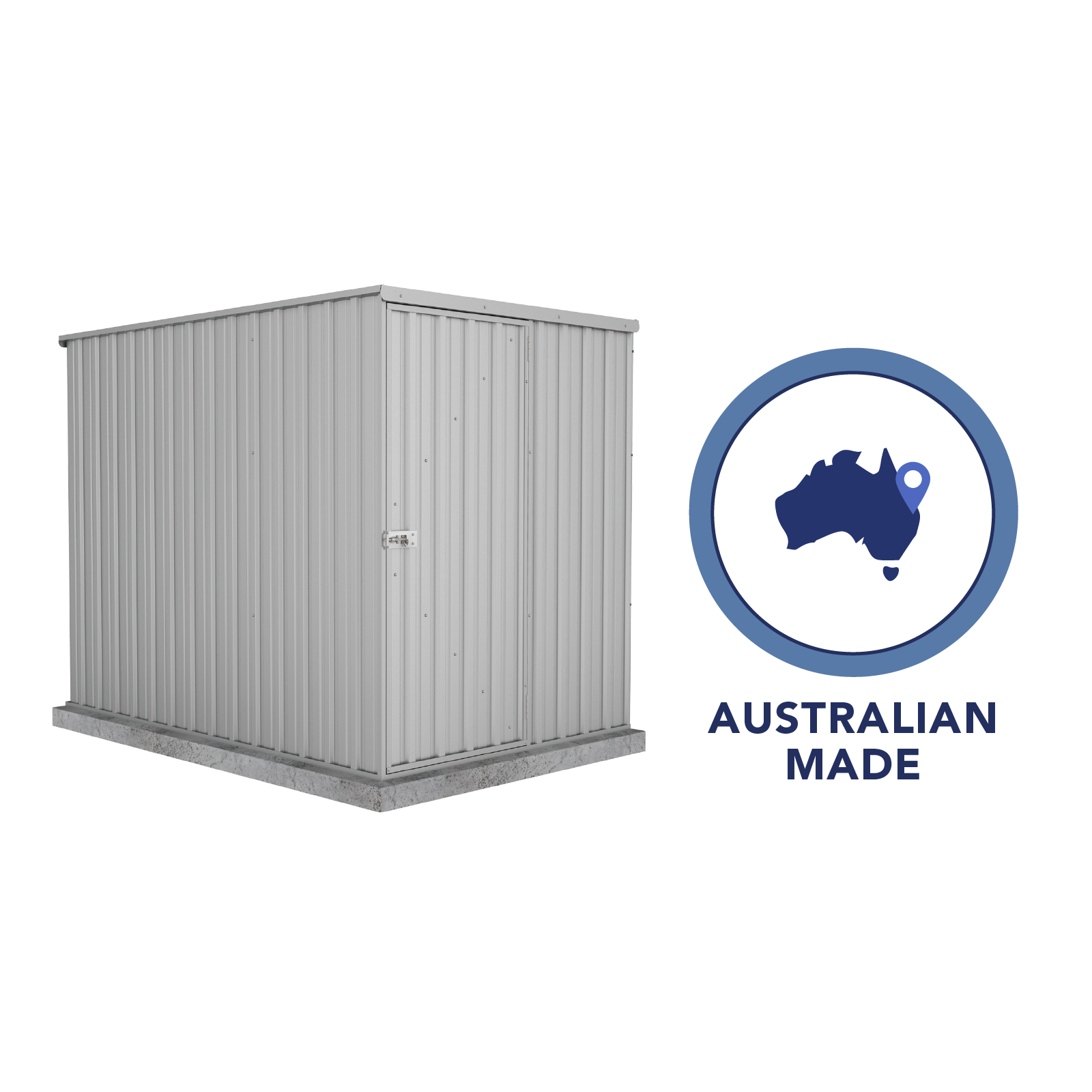 1.52mW x 2.26mD x 1.80mH Garden Shed Basic Single Door Zincalume