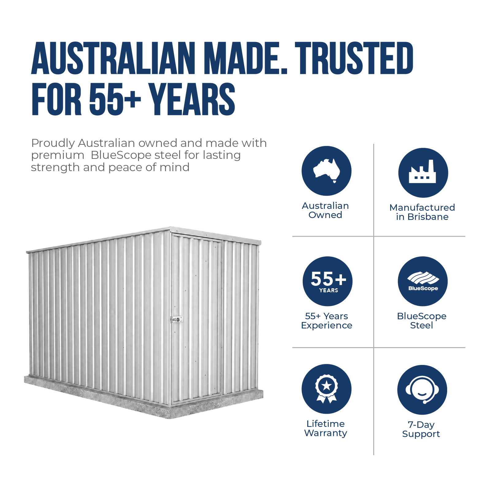 1.52mW x 3.00mD x 1.80mH Garden Shed Basic Single Door Zincalume