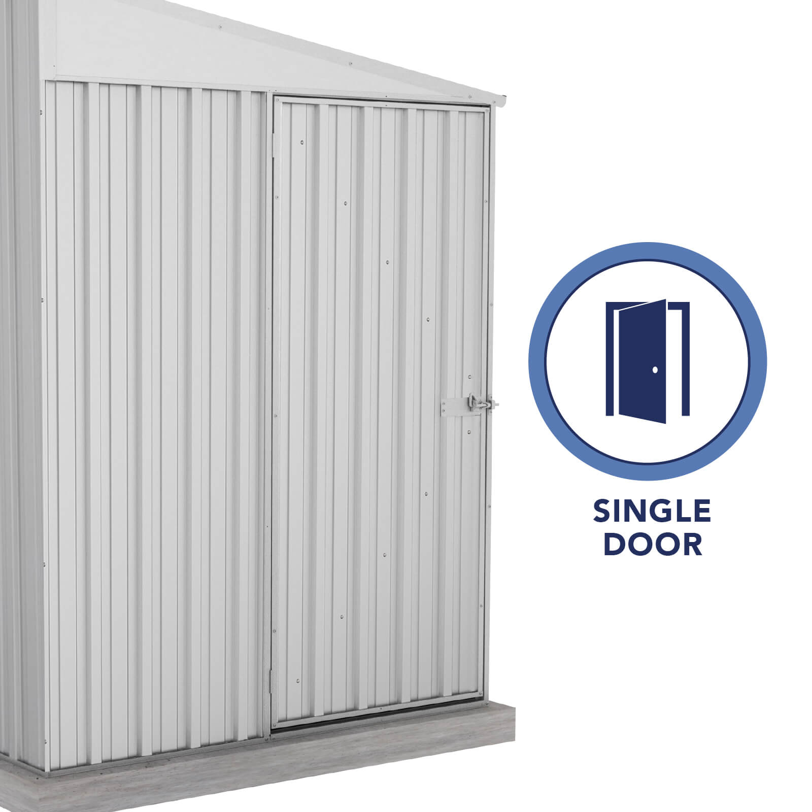 1.52mW x 2.26mD x 2.06mH Garden Shed Narrow Single Door Zincalume