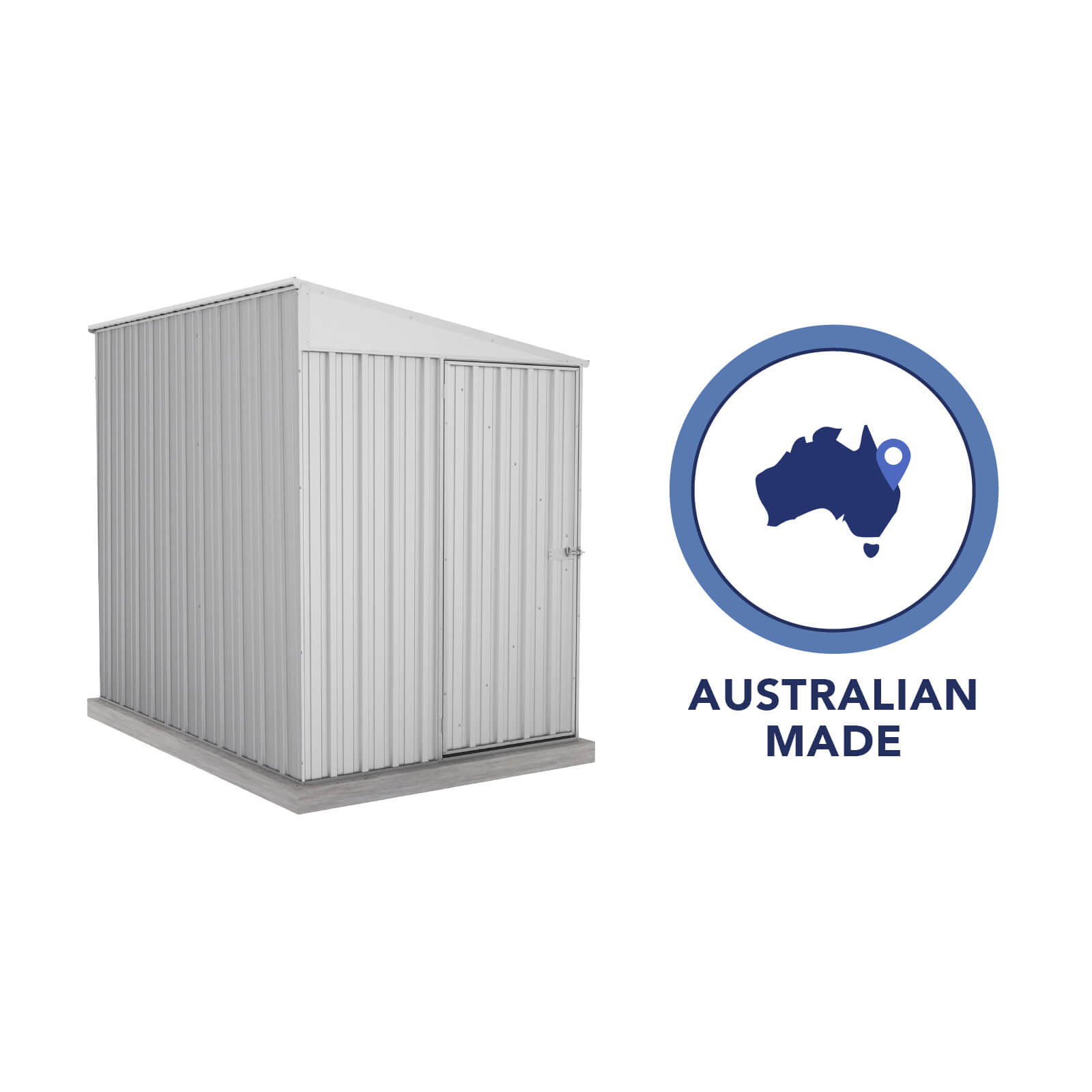 1.52mW x 2.26mD x 2.06mH Garden Shed Narrow Single Door Zincalume