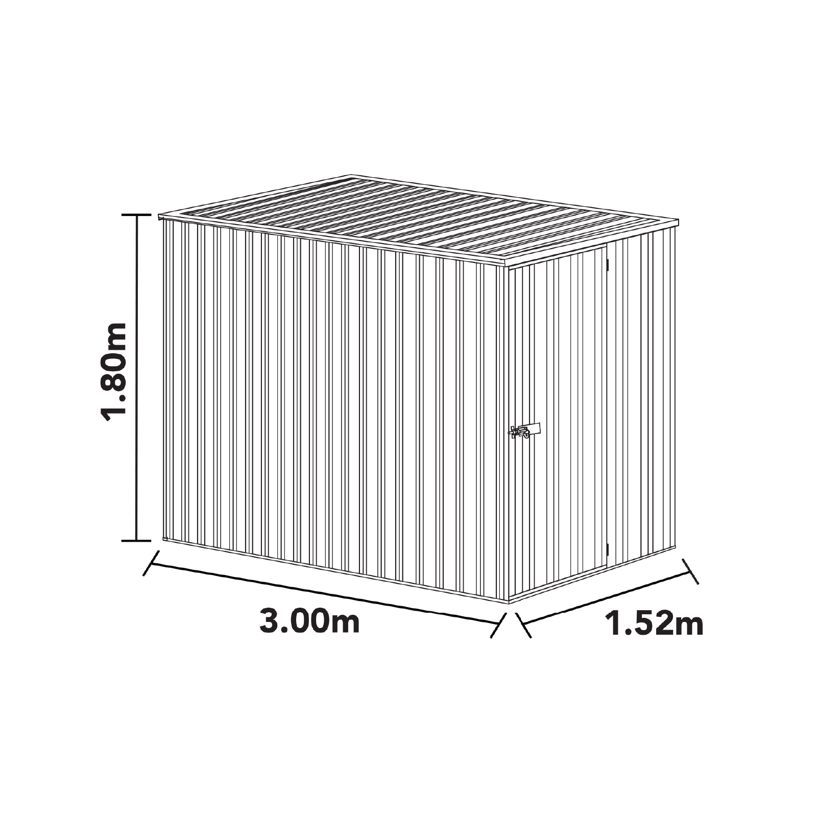 1.52mW x 3.00mD x 1.80mH Garden Shed Basic Single Door Zincalume