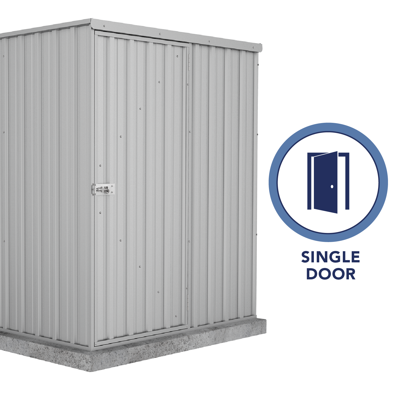 1.52mW x 3.00mD x 1.80mH Garden Shed Basic Single Door Zincalume