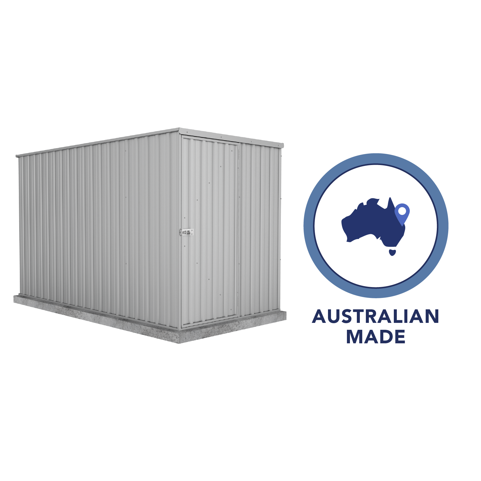 1.52mW x 3.00mD x 1.80mH Garden Shed Basic Single Door Zincalume