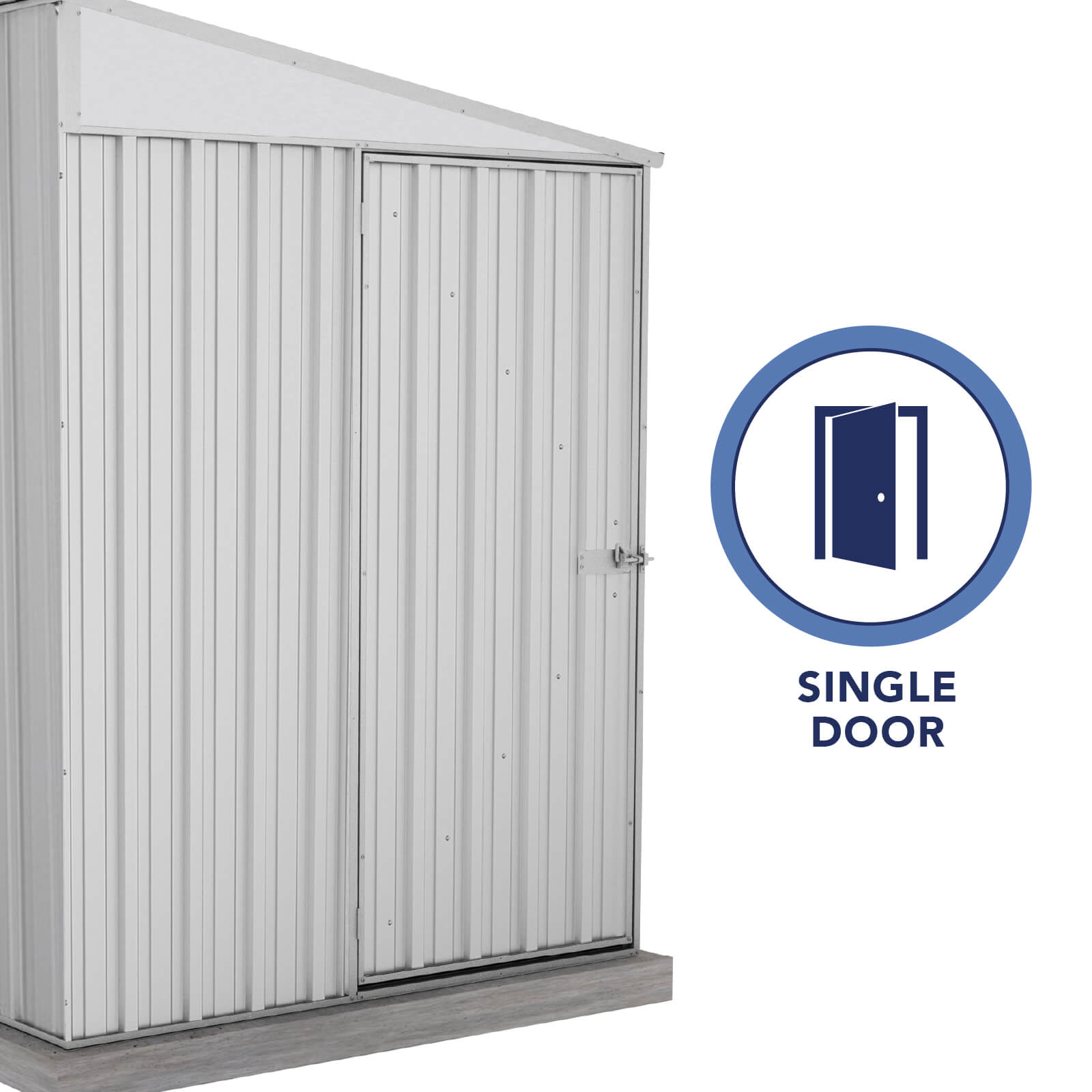 1.52mW x 3.00mD x 2.06mH Garden Shed Narrow Single Door Zincalume