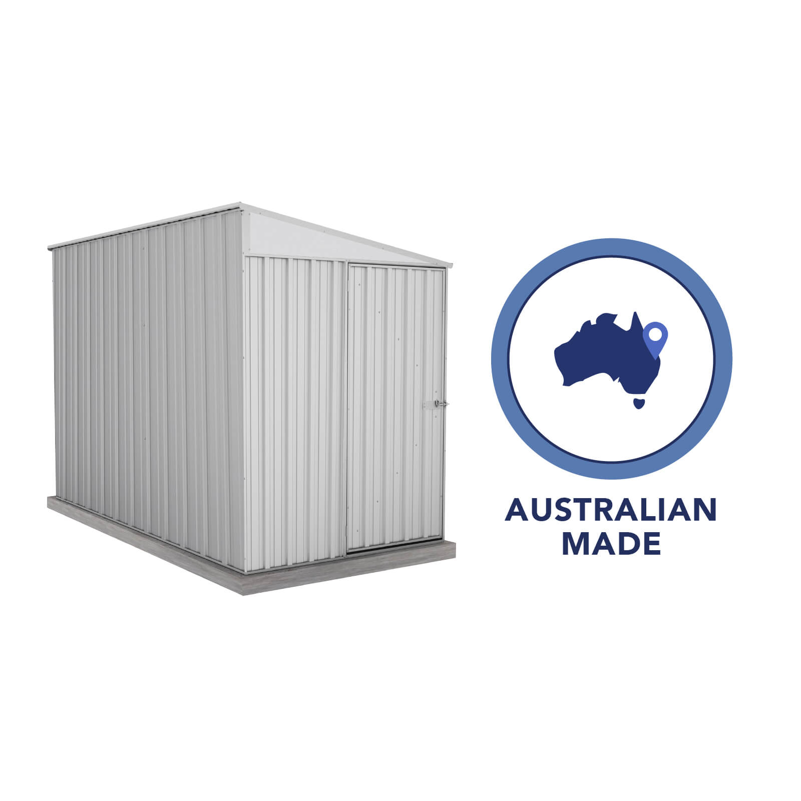 1.52mW x 3.00mD x 2.06mH Garden Shed Narrow Single Door Zincalume