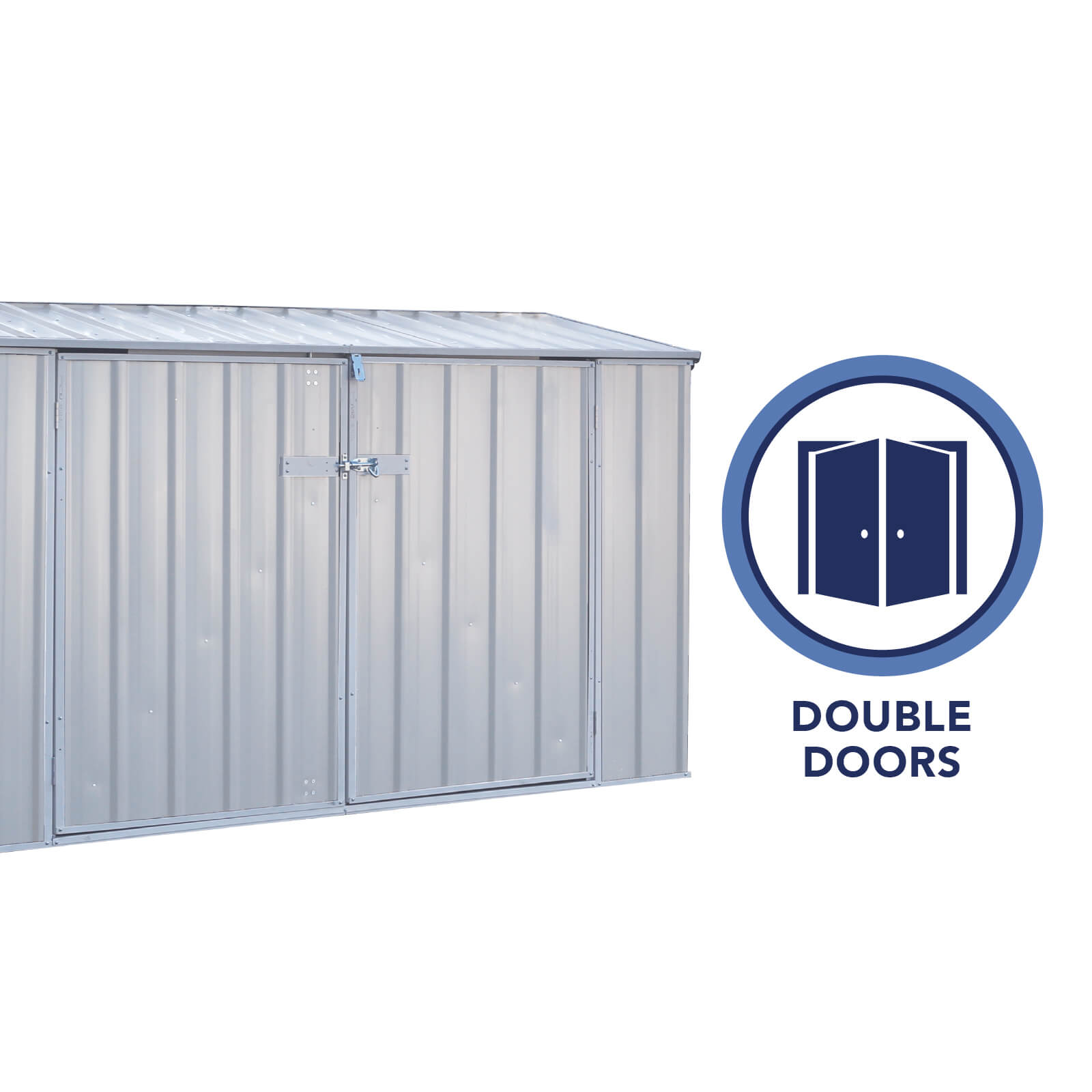 2.26mW x 0.78mD x 1.31mH Bike Shed Double Door Zincalume