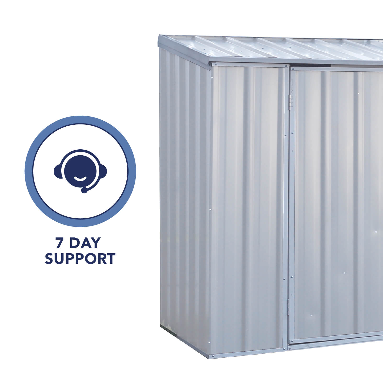 2.26mW x 0.78mD x 1.31mH Bike Shed Double Door Zincalume