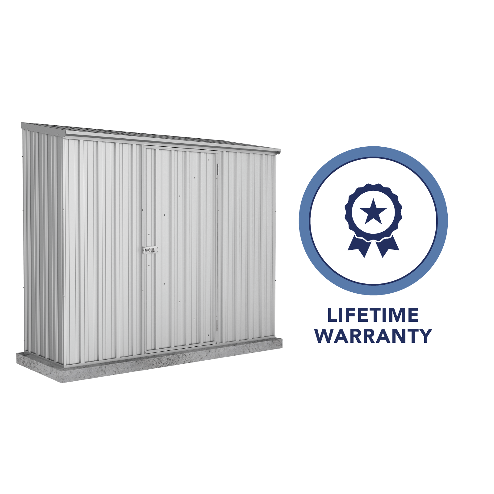 2.26mW x 0.78mD x 1.95mH Garden Shed Space Saver Single Door Zincalume