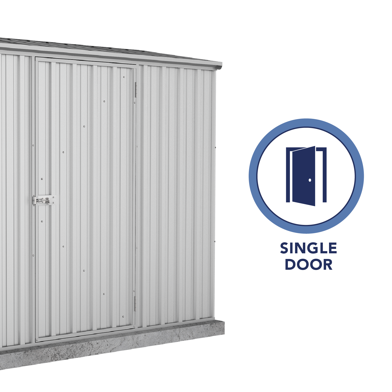 2.26mW x 0.78mD x 1.95mH Garden Shed Space Saver Single Door Zincalume
