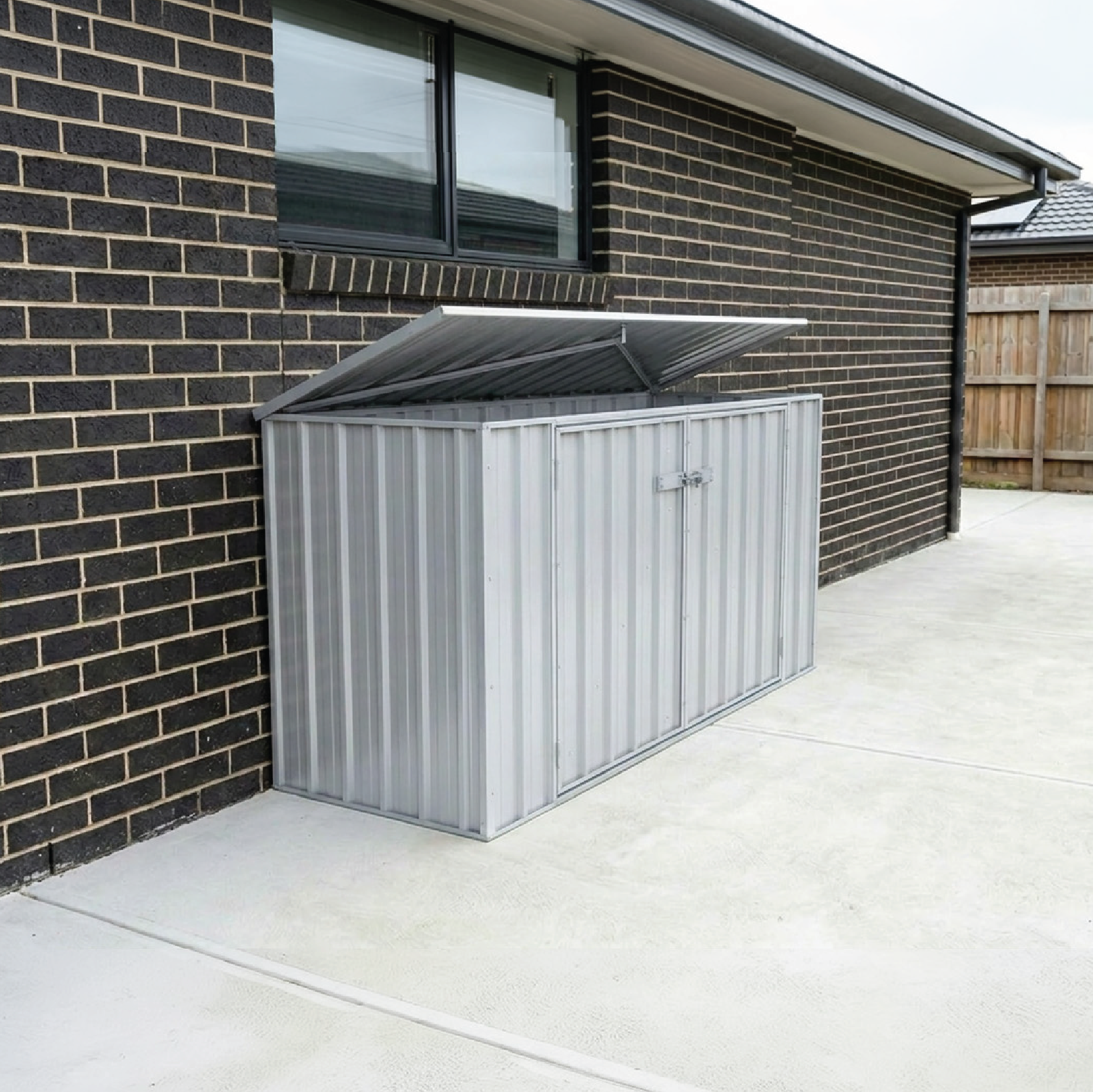 2.26mW x 0.78mD x 1.15mH Bin Cover Double Door Zincalume