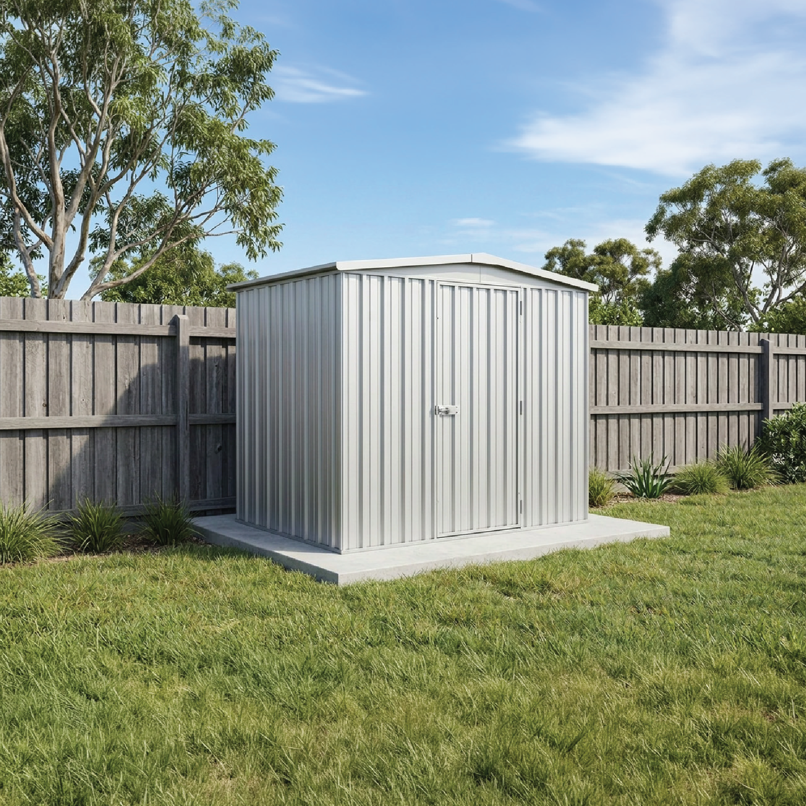 2.26mW x 1.44mD x 2.00mH Garden Shed Regent Single Door Zincalume