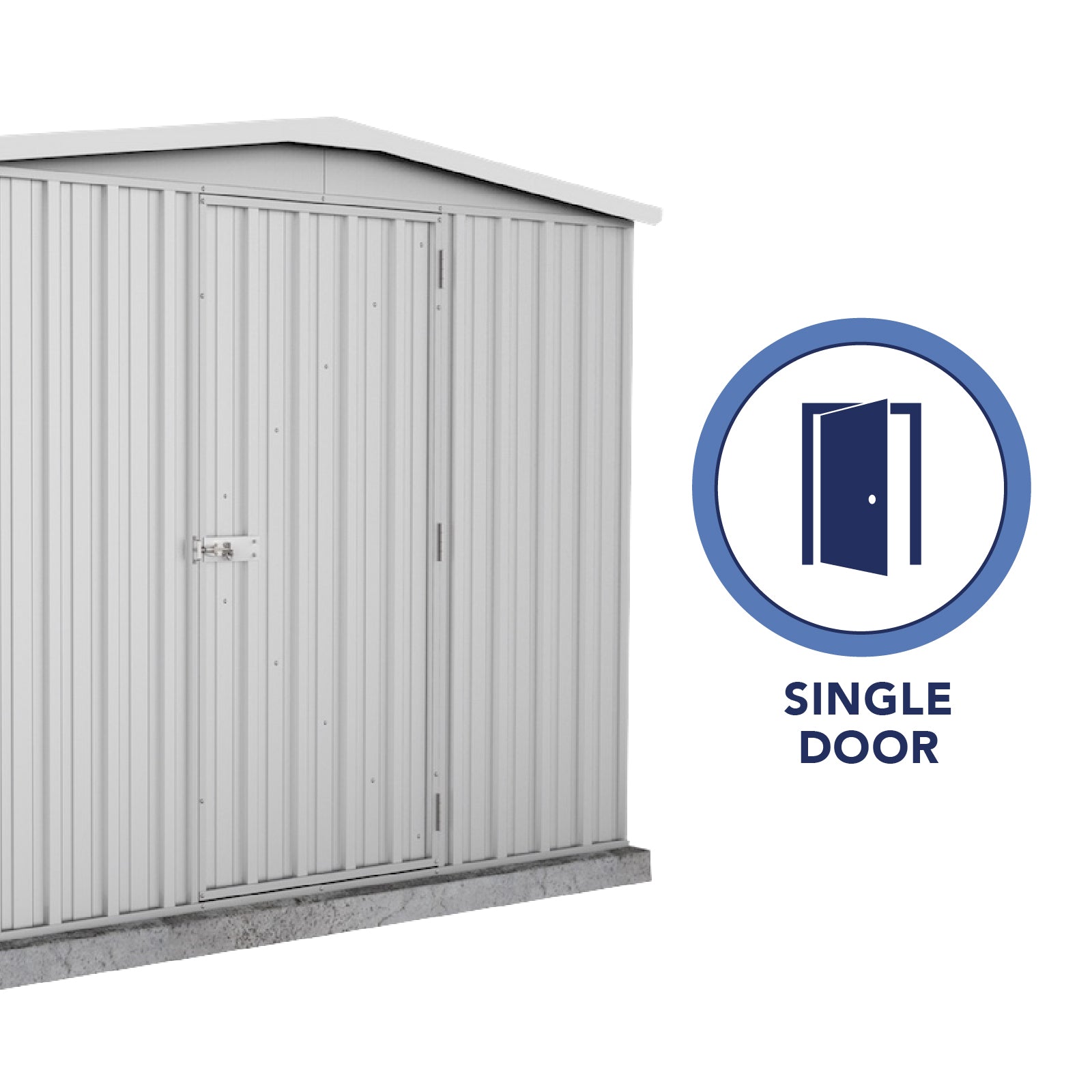 2.26mW x 1.44mD x 2.00mH Garden Shed Regent Single Door Zincalume