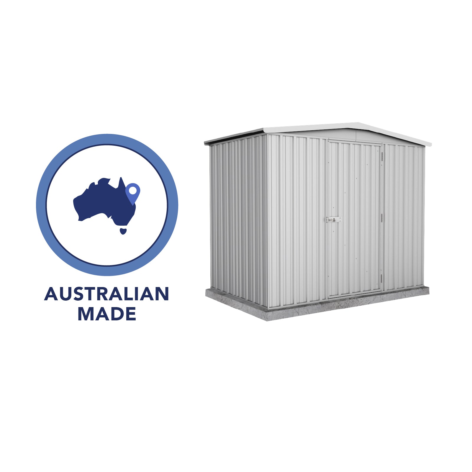 2.26mW x 1.44mD x 2.00mH Garden Shed Regent Single Door Zincalume