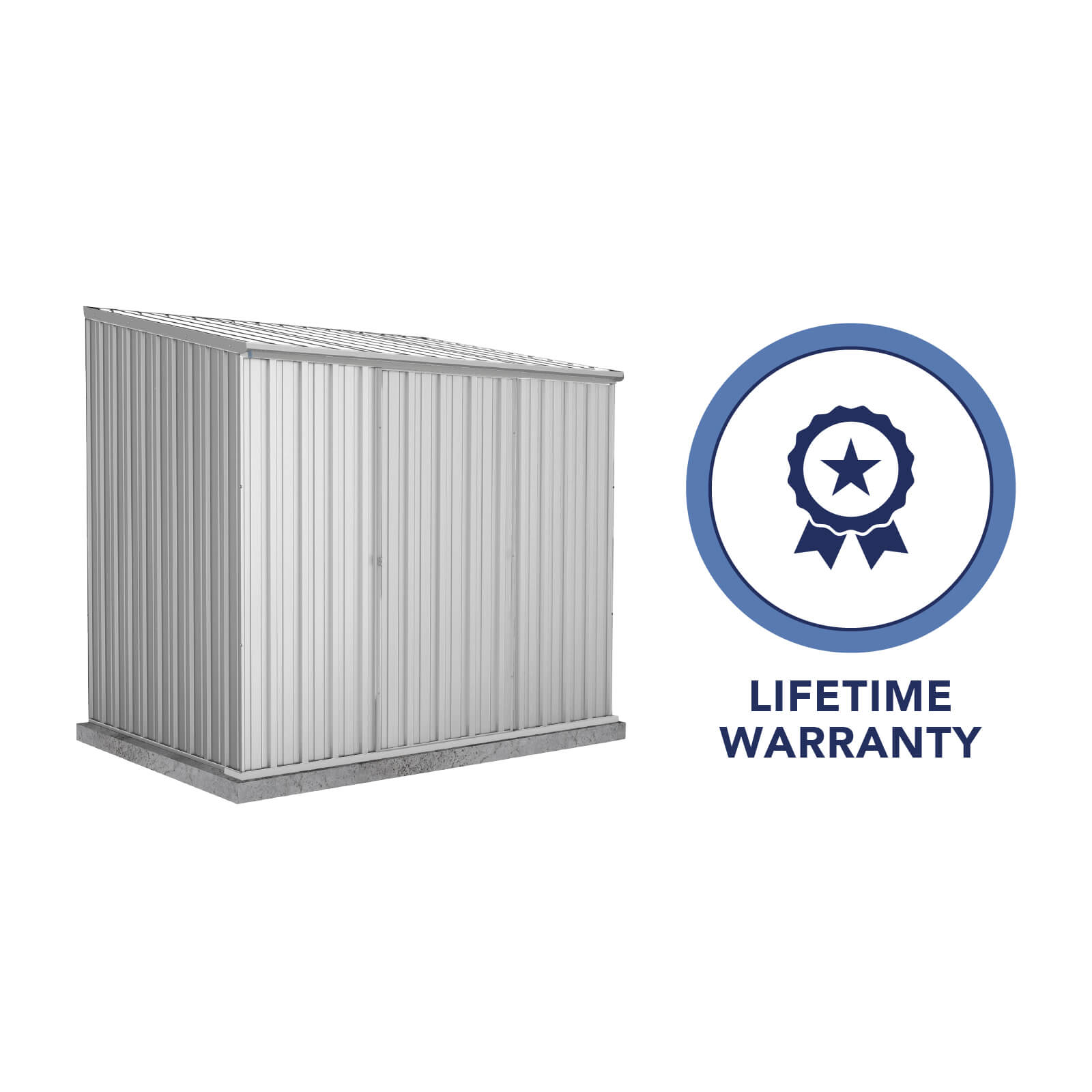 2.26mW x 1.52mD x 2.08mH Garden Shed Ezislider Single Door Zincalume