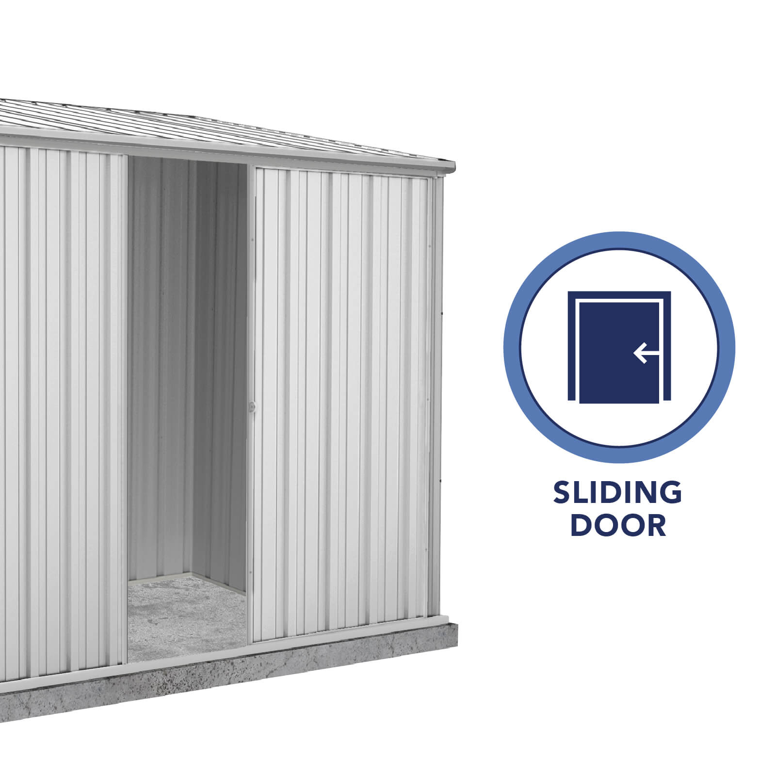 2.26mW x 1.52mD x 2.08mH Garden Shed Ezislider Single Door Zincalume