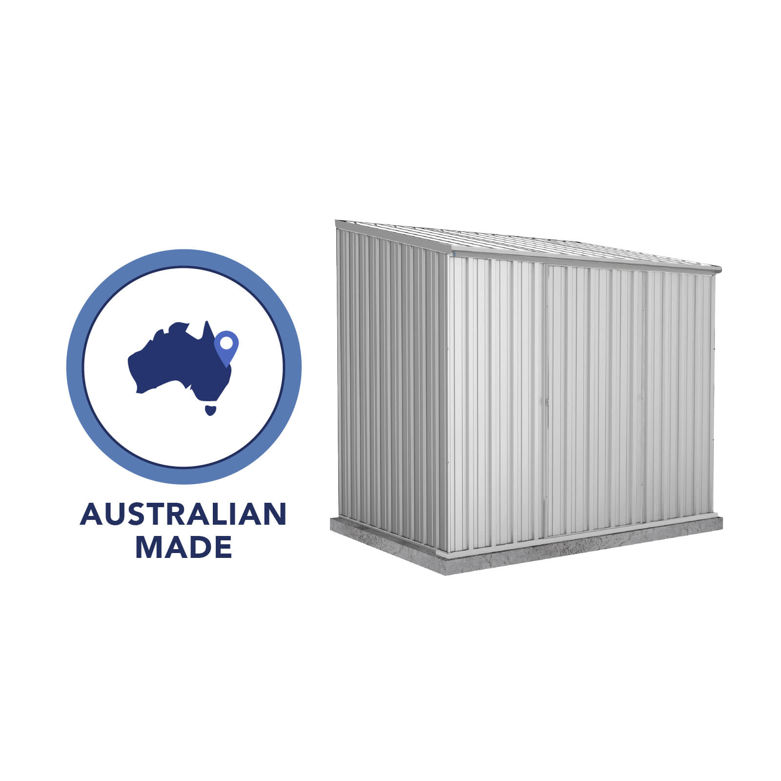 2.26mW x 1.52mD x 2.08mH Garden Shed Ezislider Single Door Zincalume