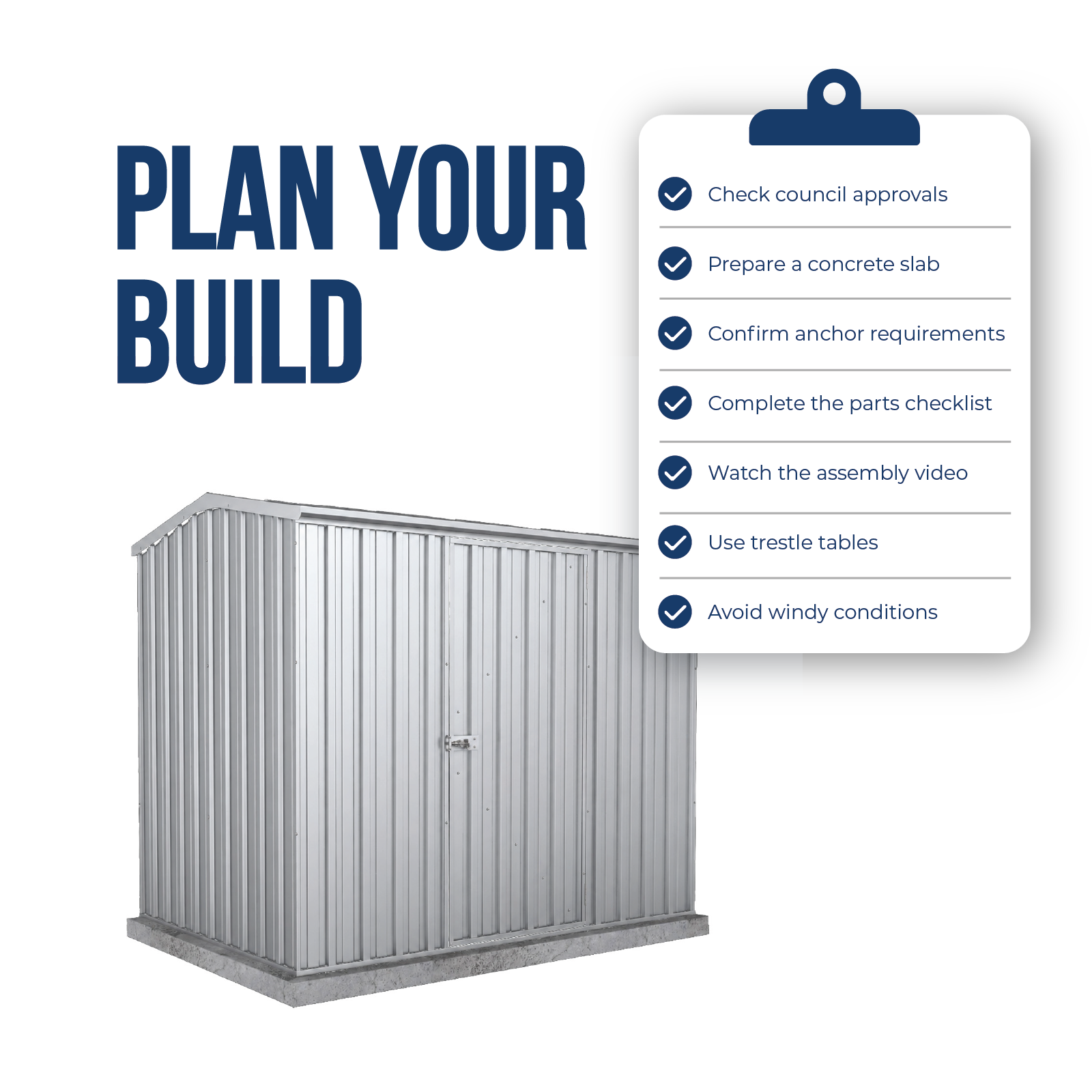 2.26mW x 1.52mD x 1.95mH Garden Shed Premier Single Door Zincalume