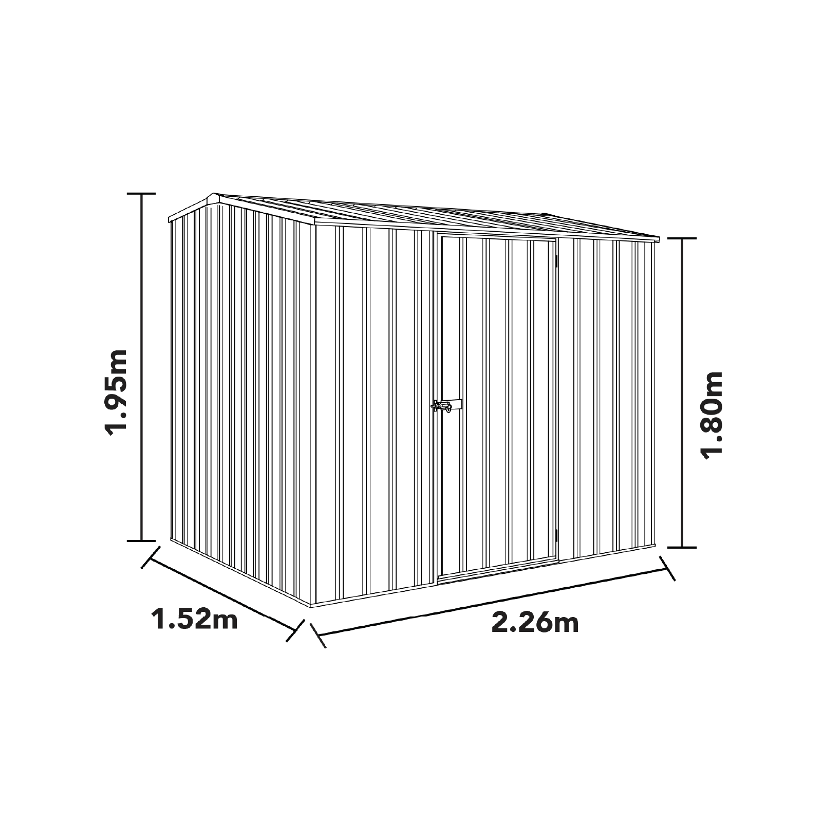 2.26mW x 1.52mD x 1.95mH Garden Shed Premier Single Door Zincalume