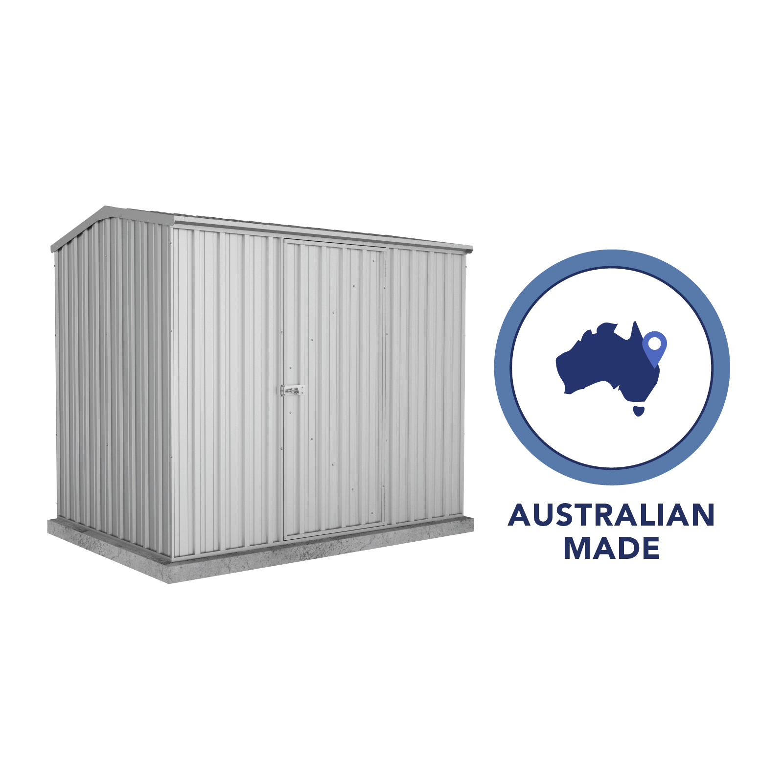 2.26mW x 1.52mD x 1.95mH Garden Shed Premier Single Door Zincalume