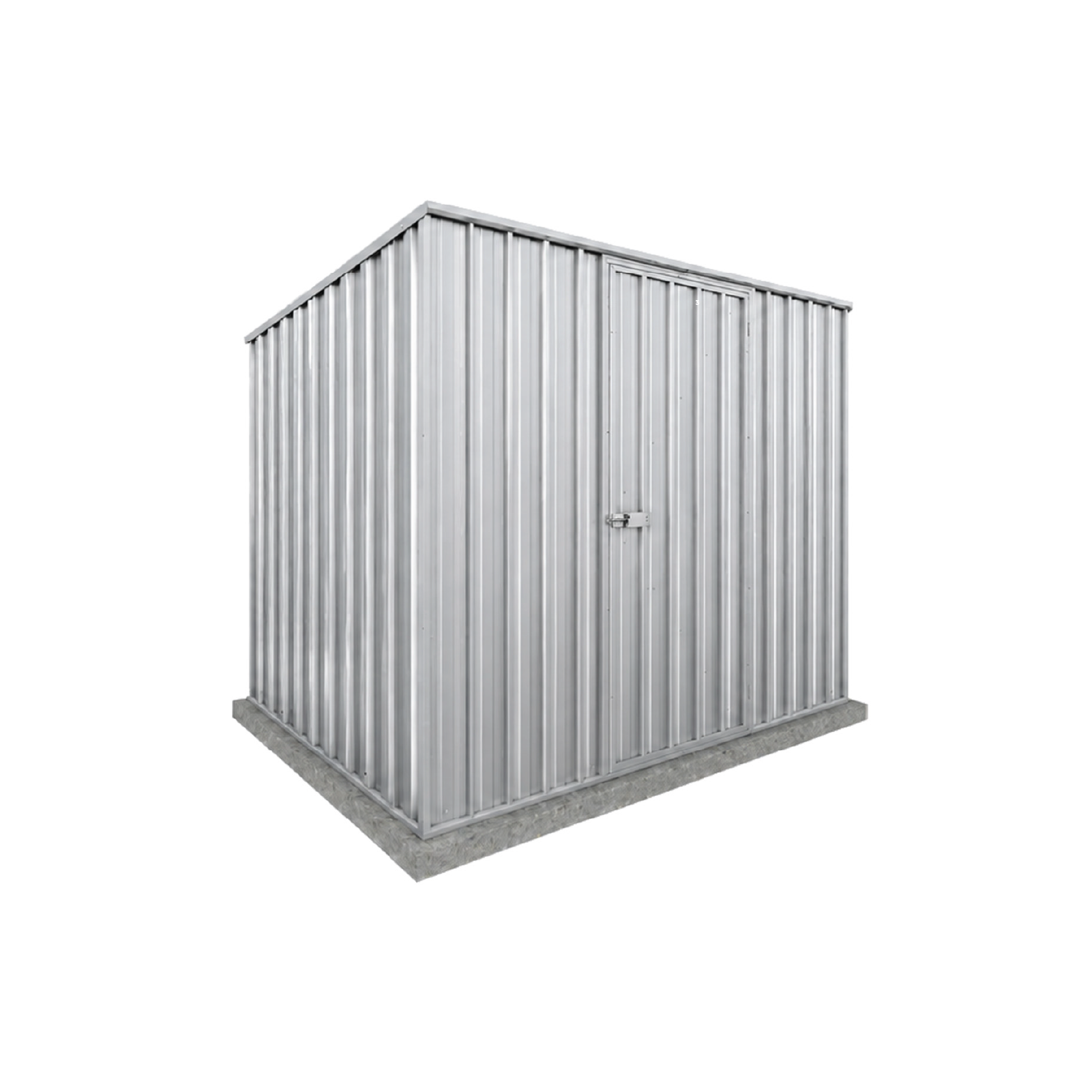2.26mW x 1.52mD x 1.80mH Garden Shed Reverse Skillion Single Door Zincalume