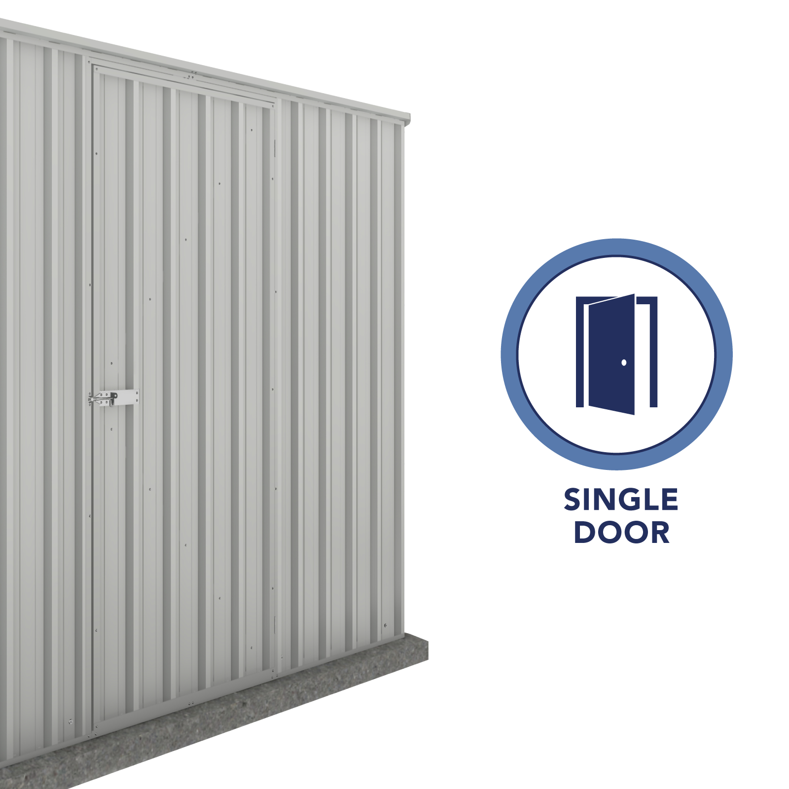 2.26mW x 1.52mD x 1.80mH Garden Shed Reverse Skillion Single Door Zincalume