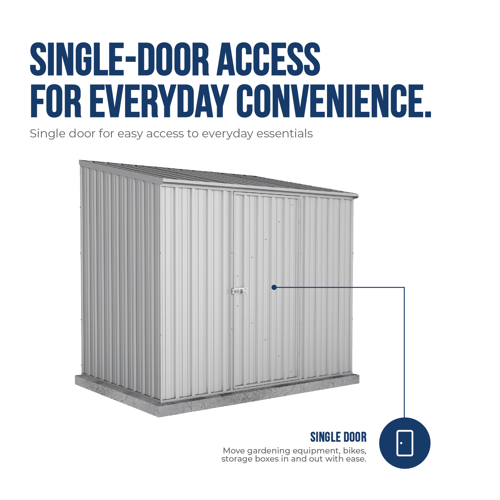 2.26mW x 1.52mD x 2.08mH Garden Shed Economy Single Door Zinc