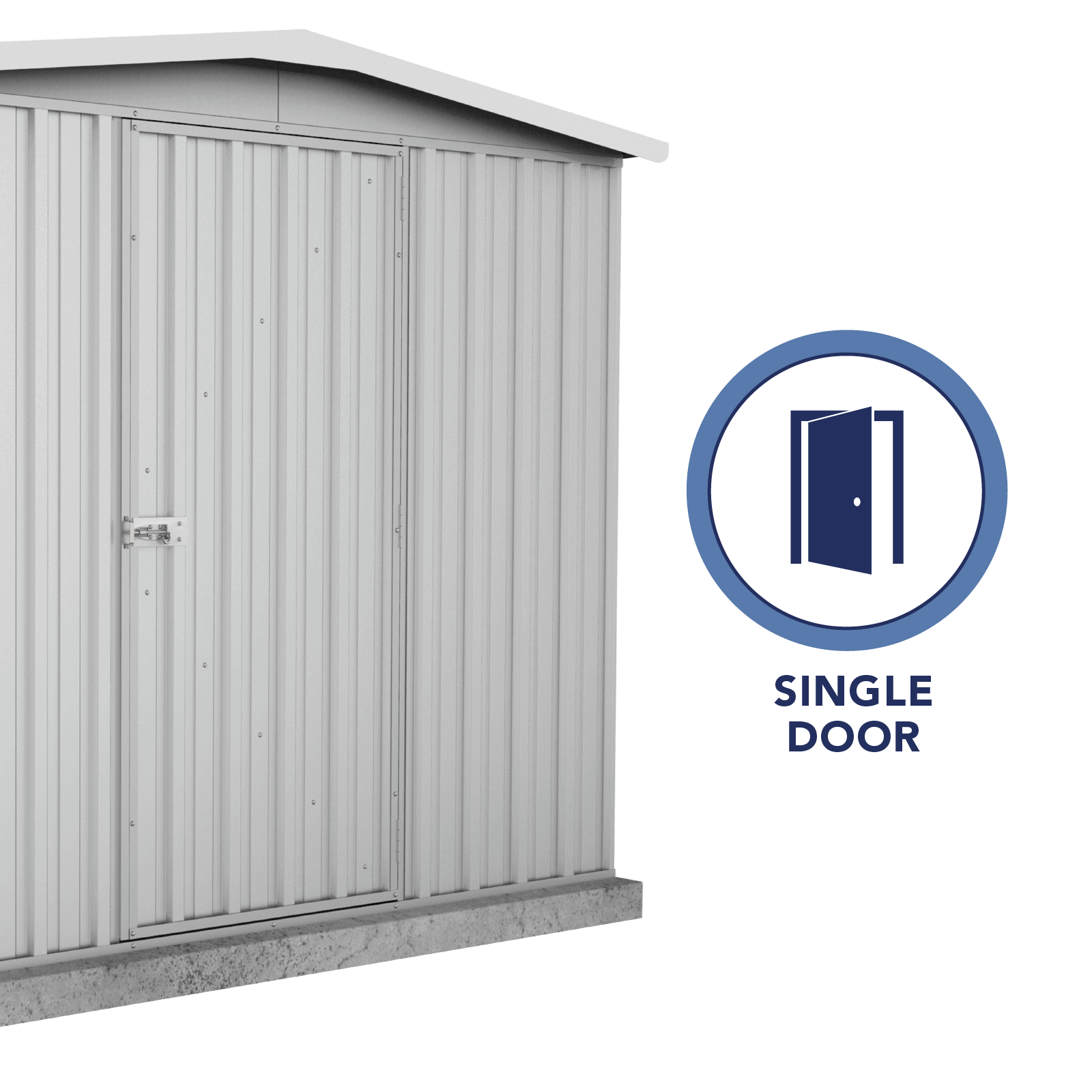 2.26mW x 2.18mD x 2.00mH Garden Shed Regent Single Door Zincalume