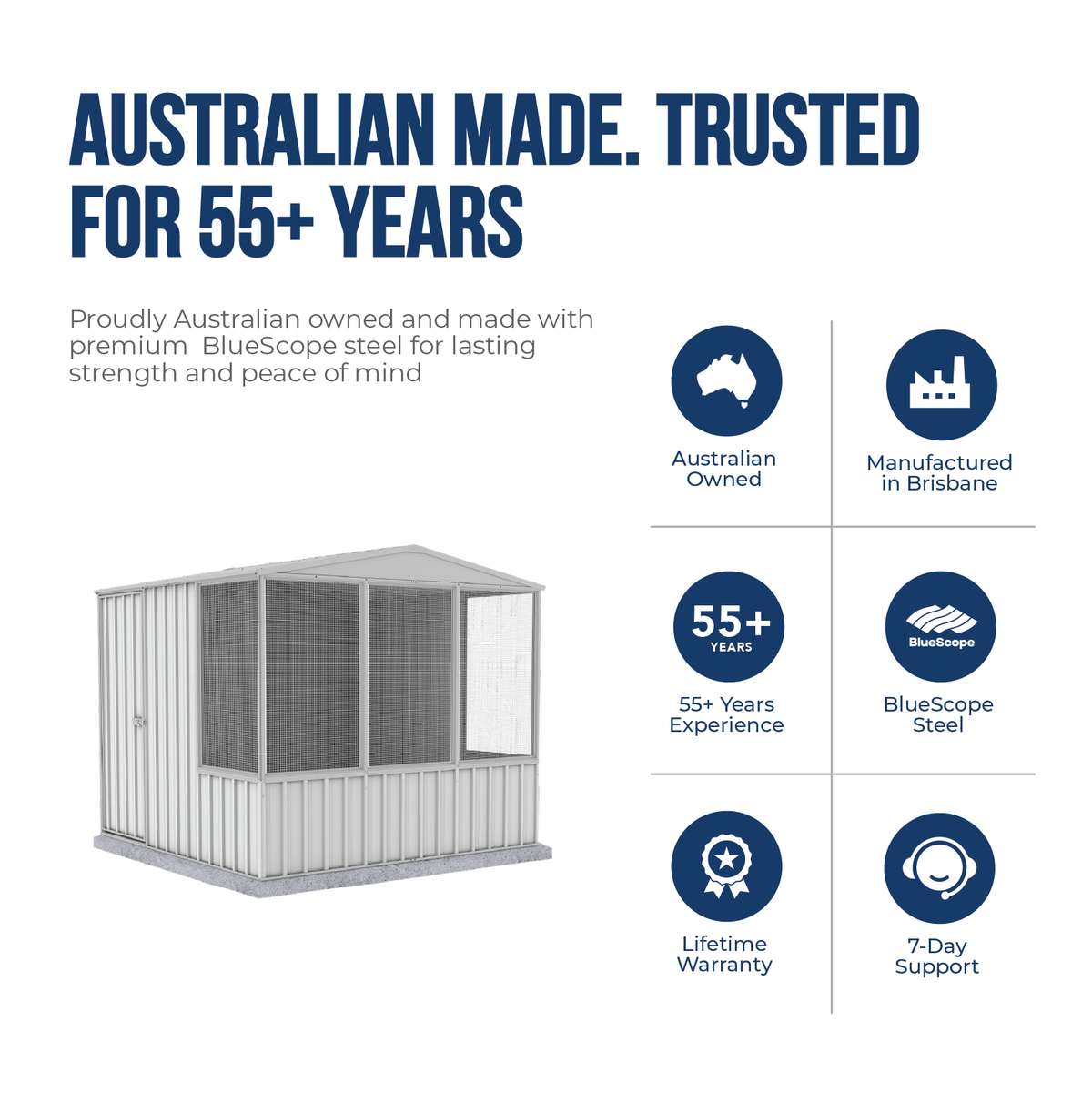 2.26mW x 2.22mD x 2.00mH Chicken Coop Gable Roof Single Door Zincalume