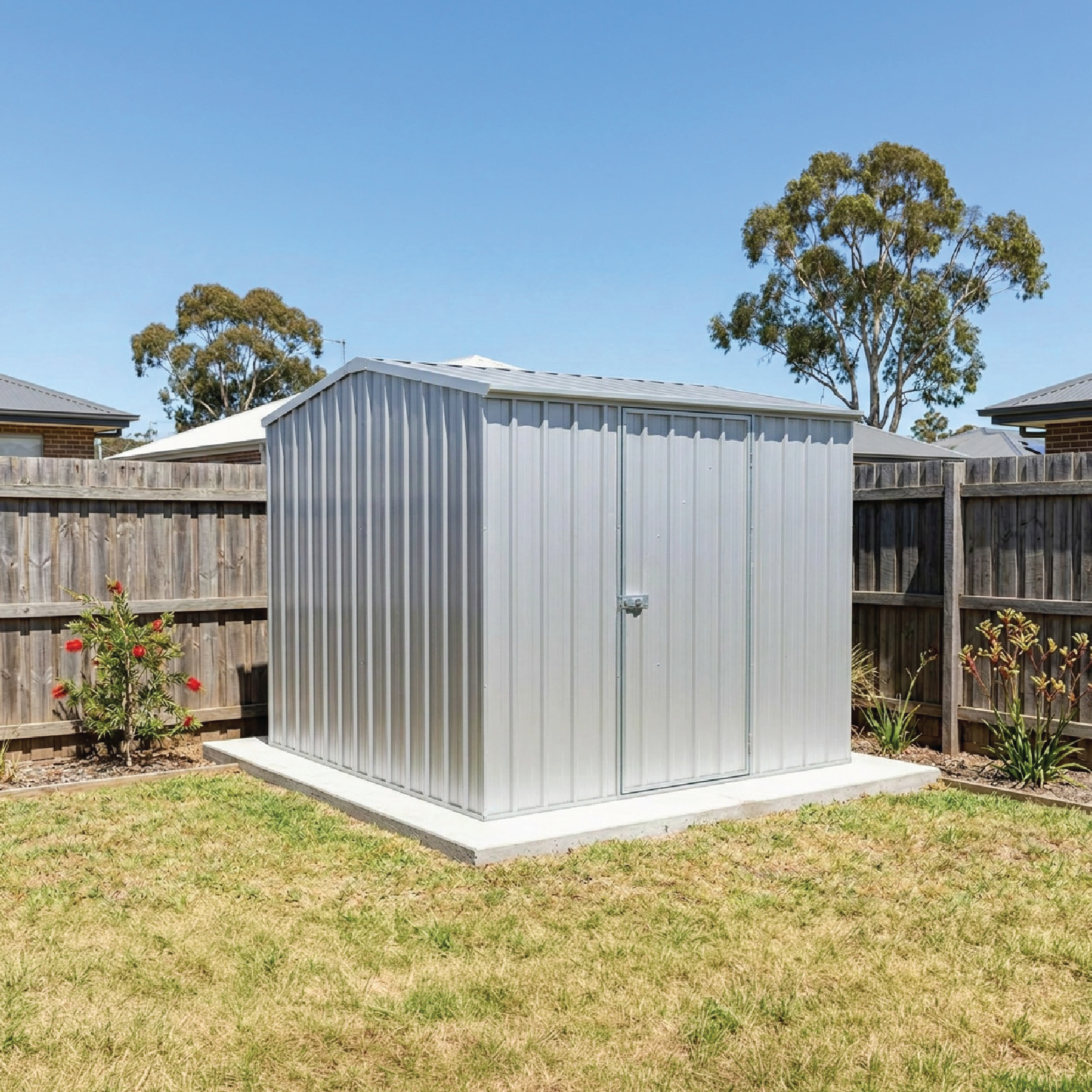 2.26mW x 2.26mD x 2.00mH Garden Shed Premier Single Door Zincalume