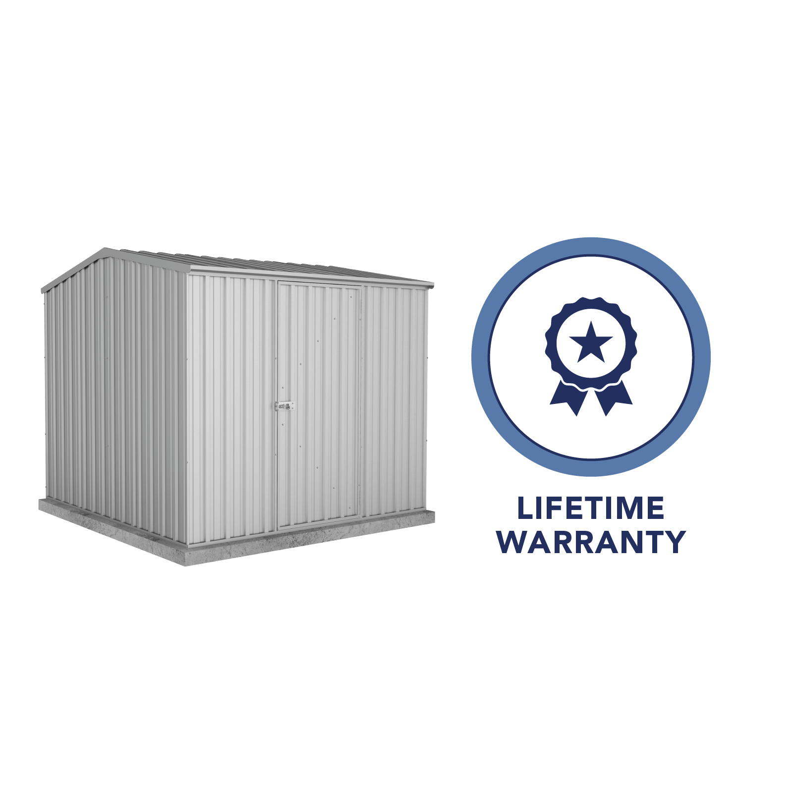 2.26mW x 2.26mD x 2.00mH Garden Shed Premier Single Door Zincalume