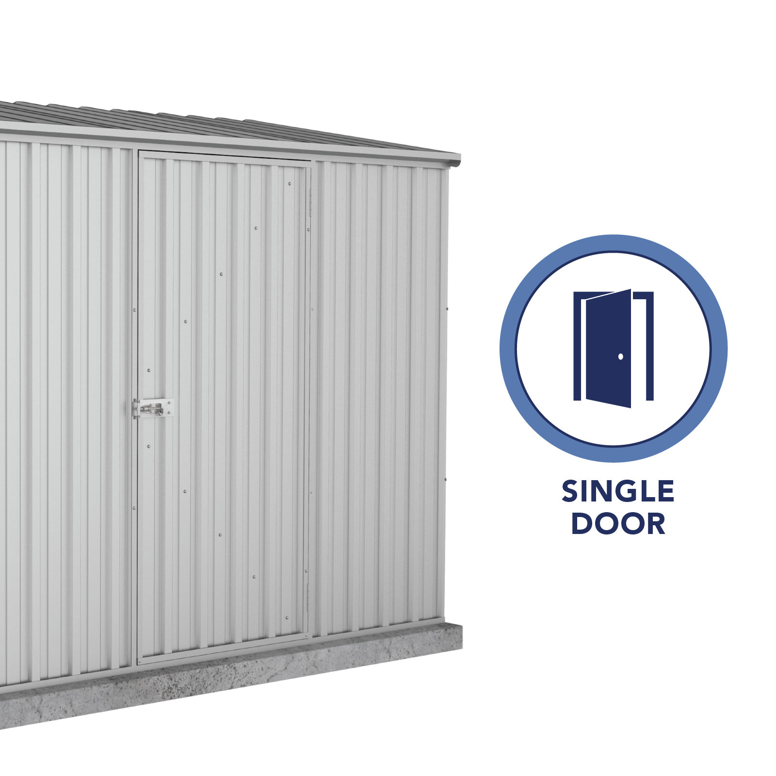 2.26mW x 2.26mD x 2.00mH Garden Shed Premier Single Door Zincalume