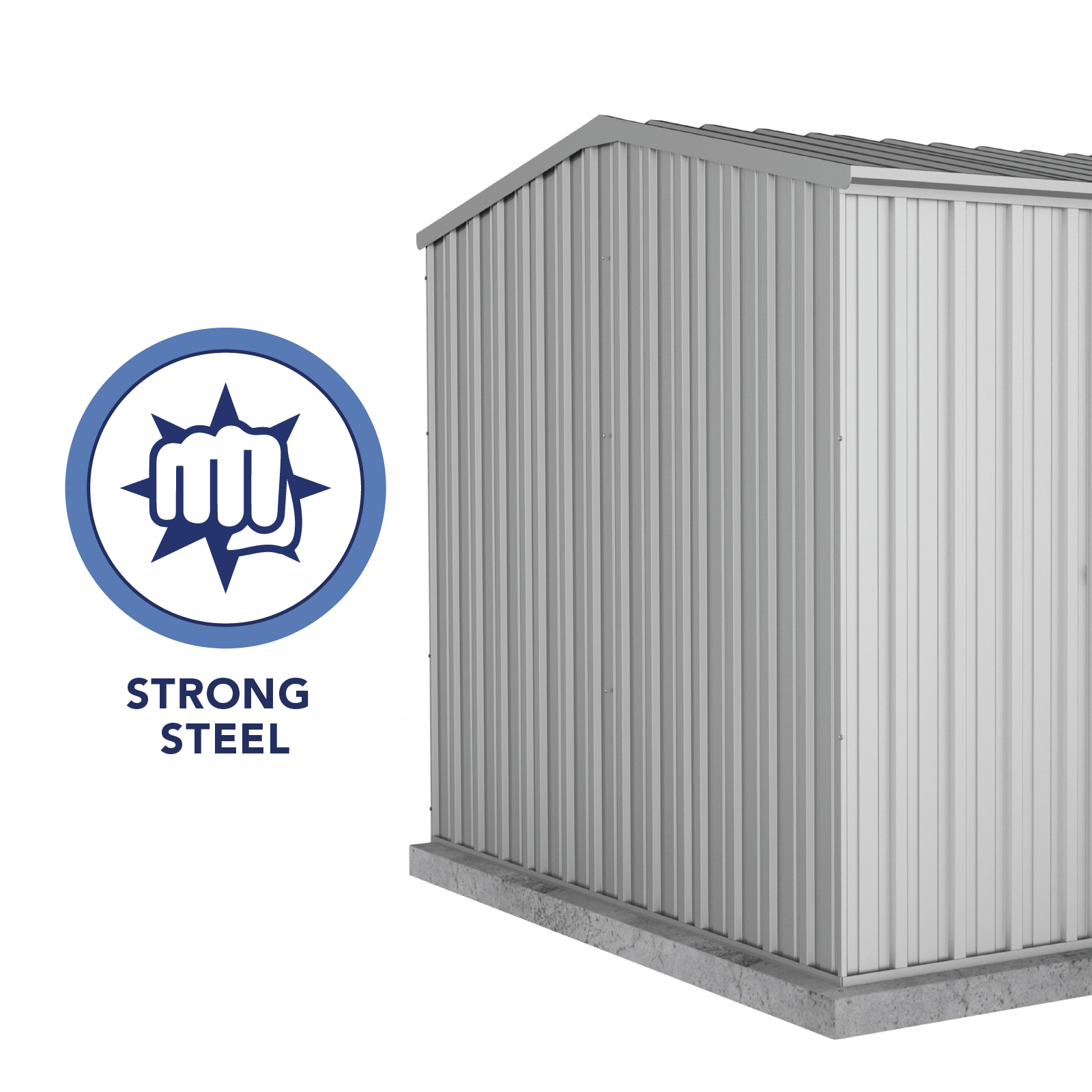 2.26mW x 2.26mD x 2.00mH Garden Shed Premier Single Door Zincalume
