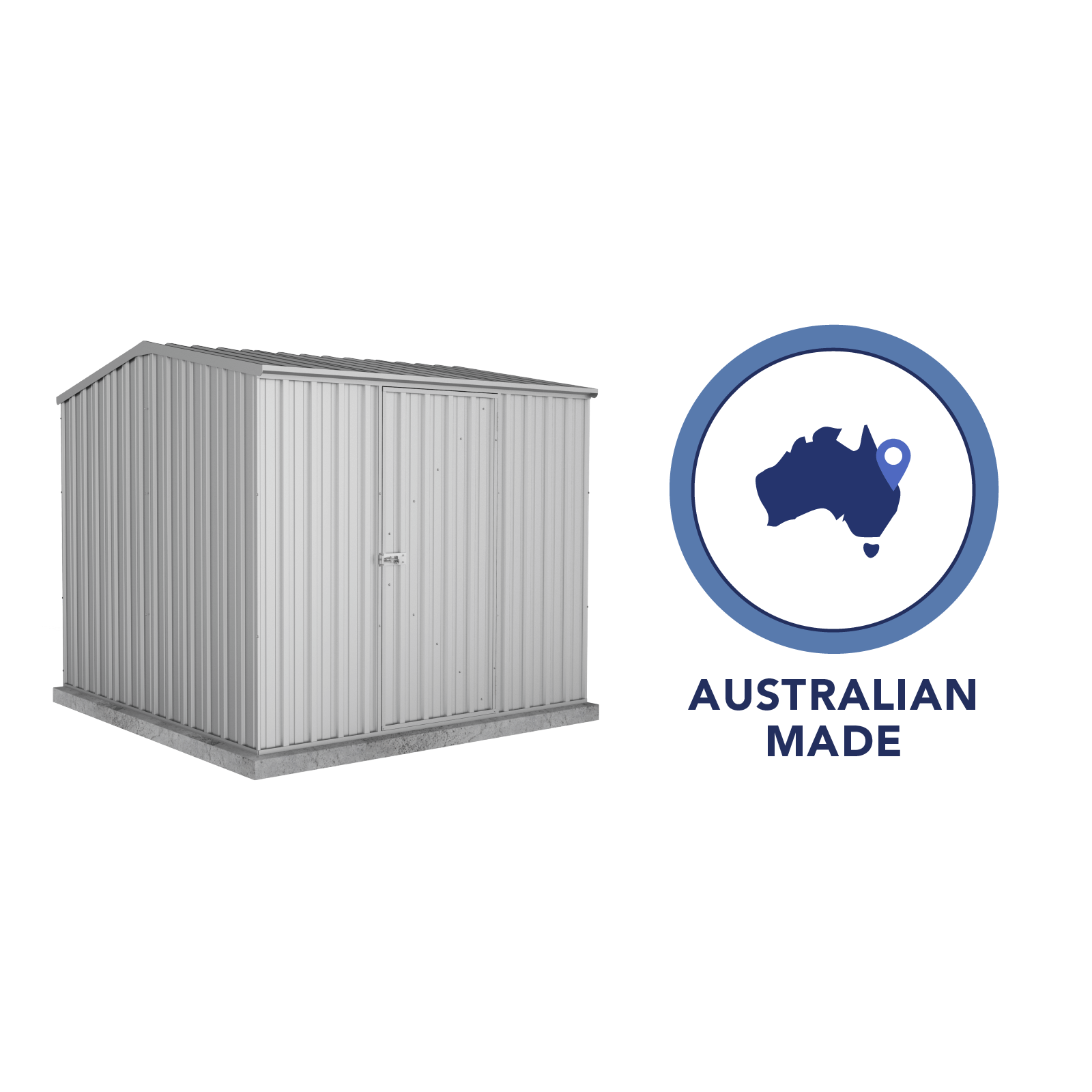 2.26mW x 2.26mD x 2.00mH Garden Shed Premier Single Door Zincalume