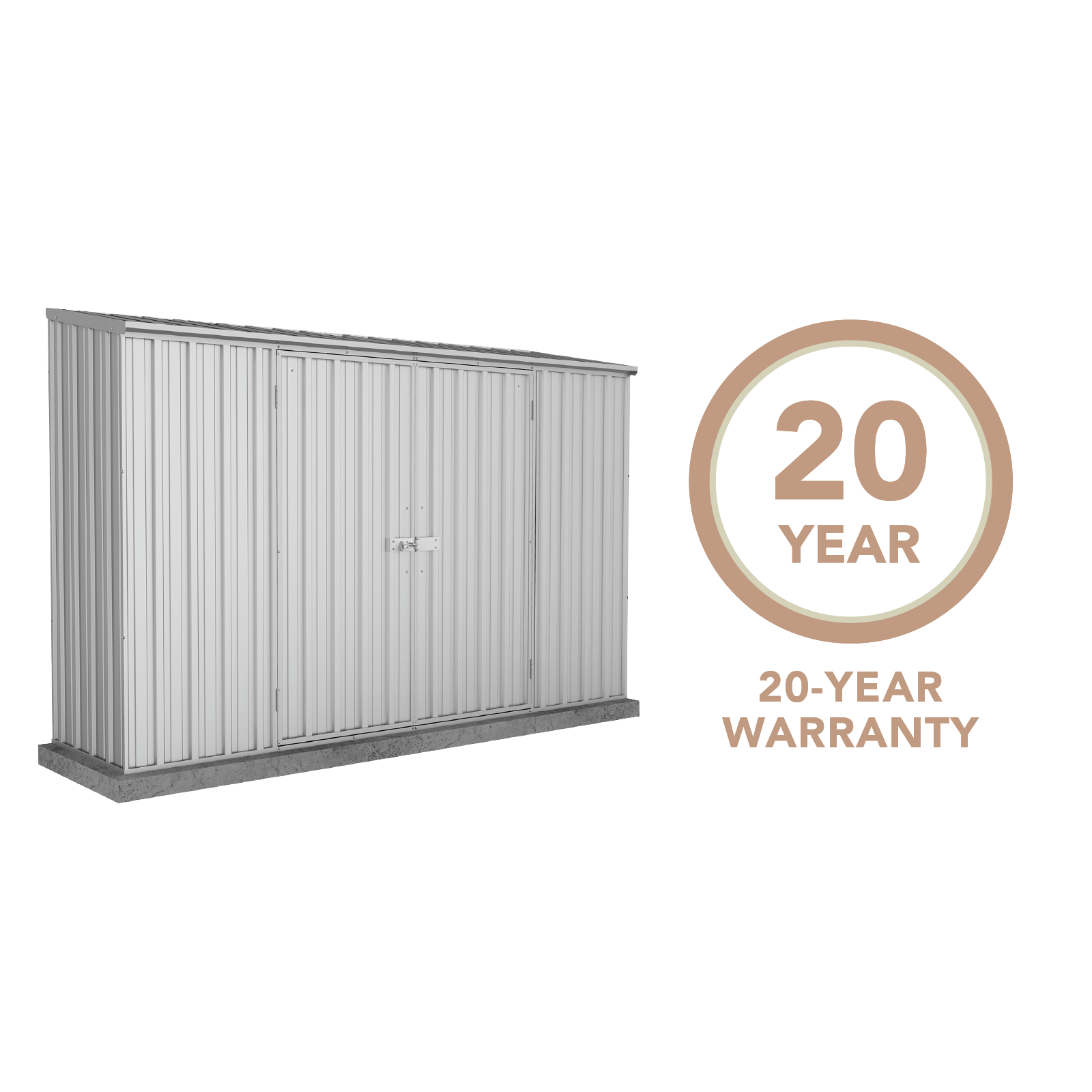 3.00mW x 0.78mD x 1.95mH Garden Shed Economy Double Door Zinc