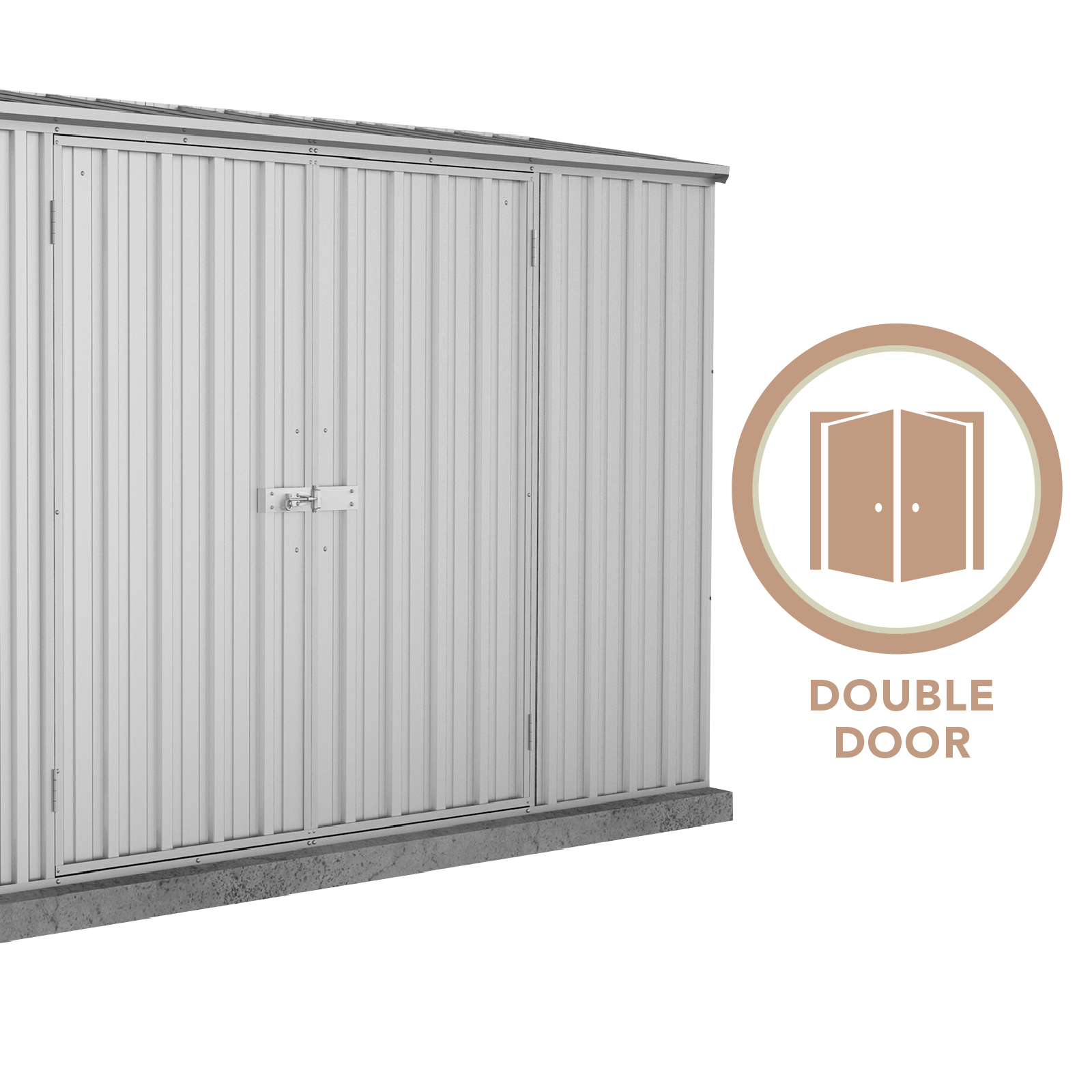 3.00mW x 0.78mD x 1.95mH Garden Shed Economy Double Door Zinc