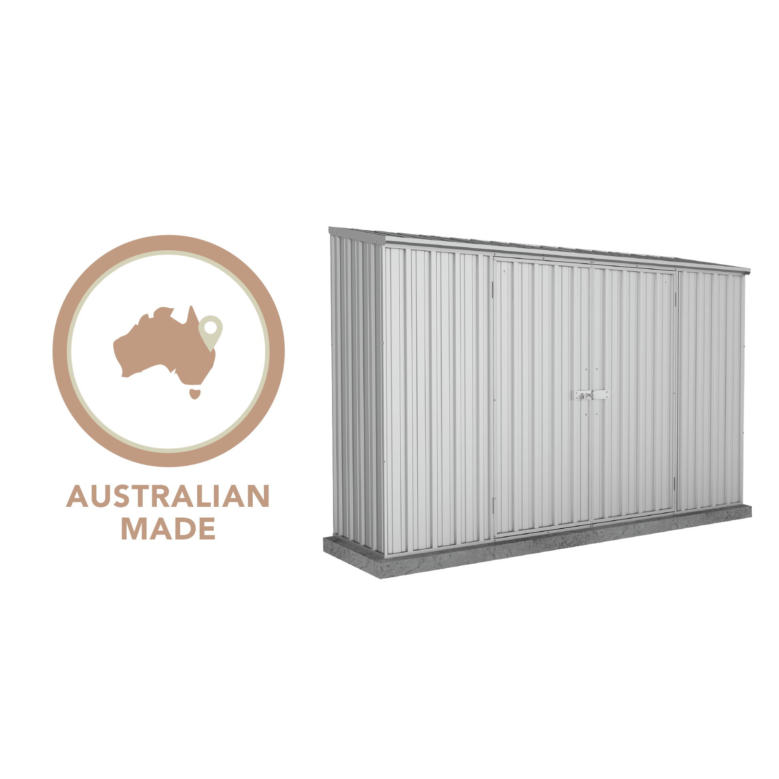 3.00mW x 0.78mD x 1.95mH Garden Shed Economy Double Door Zinc
