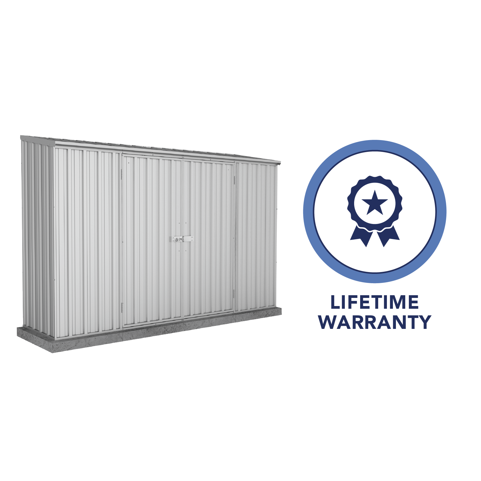 3.00mW x 0.78mD x 1.95mH Garden Shed Space Saver Double Door Zincalume