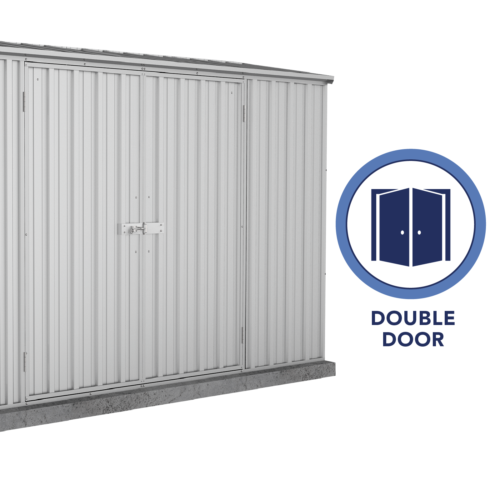 3.00mW x 0.78mD x 1.95mH Garden Shed Space Saver Double Door Zincalume