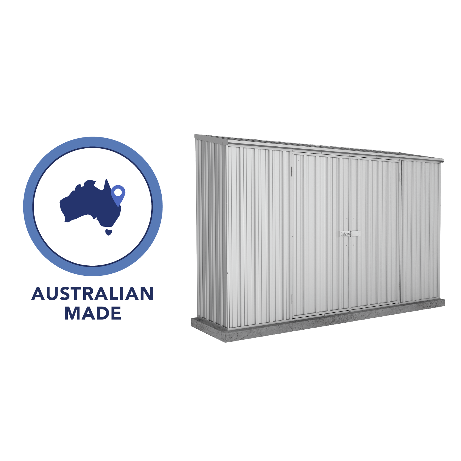 3.00mW x 0.78mD x 1.95mH Garden Shed Space Saver Double Door Zincalume