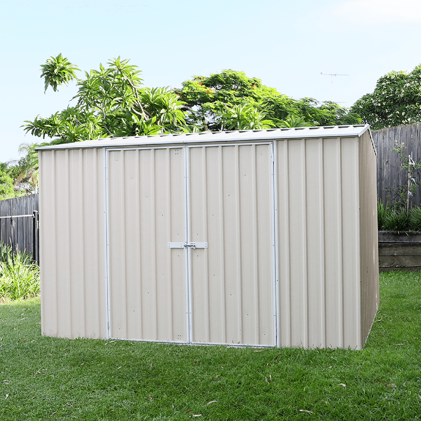 3.00mW x 1.52mD x 1.95mH Garden Shed Premier Double Door Zincalume