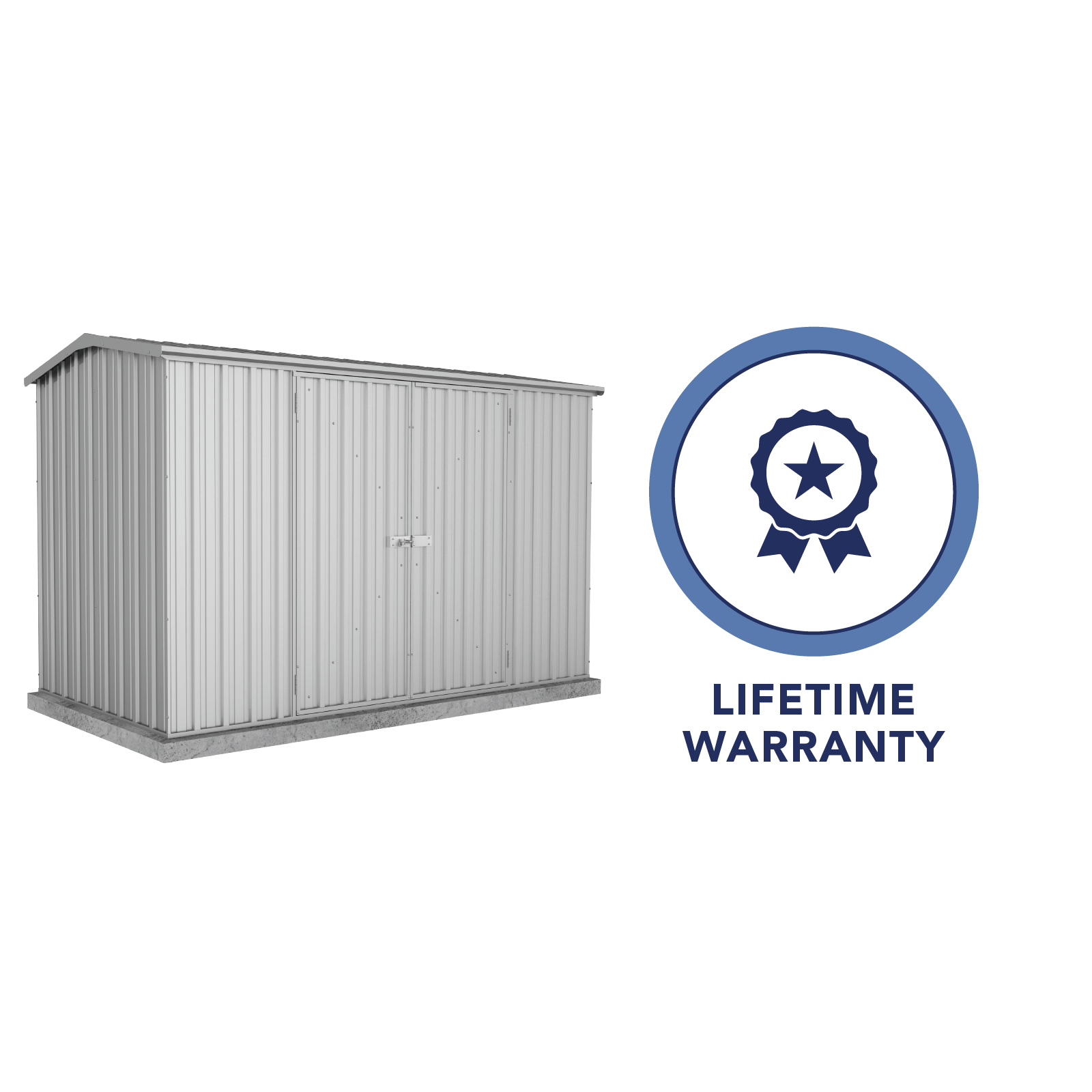 3.00mW x 1.52mD x 1.95mH Garden Shed Premier Double Door Zincalume