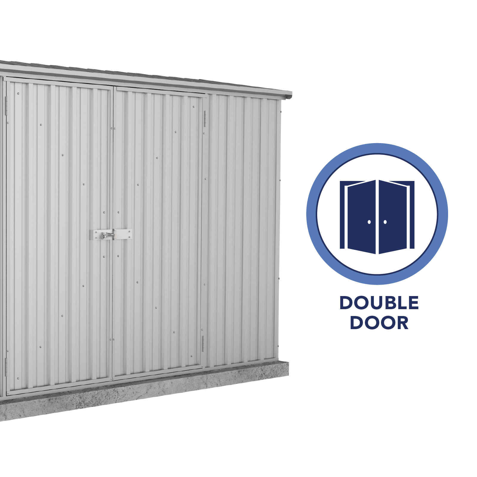 3.00mW x 1.52mD x 1.95mH Garden Shed Premier Double Door Zincalume