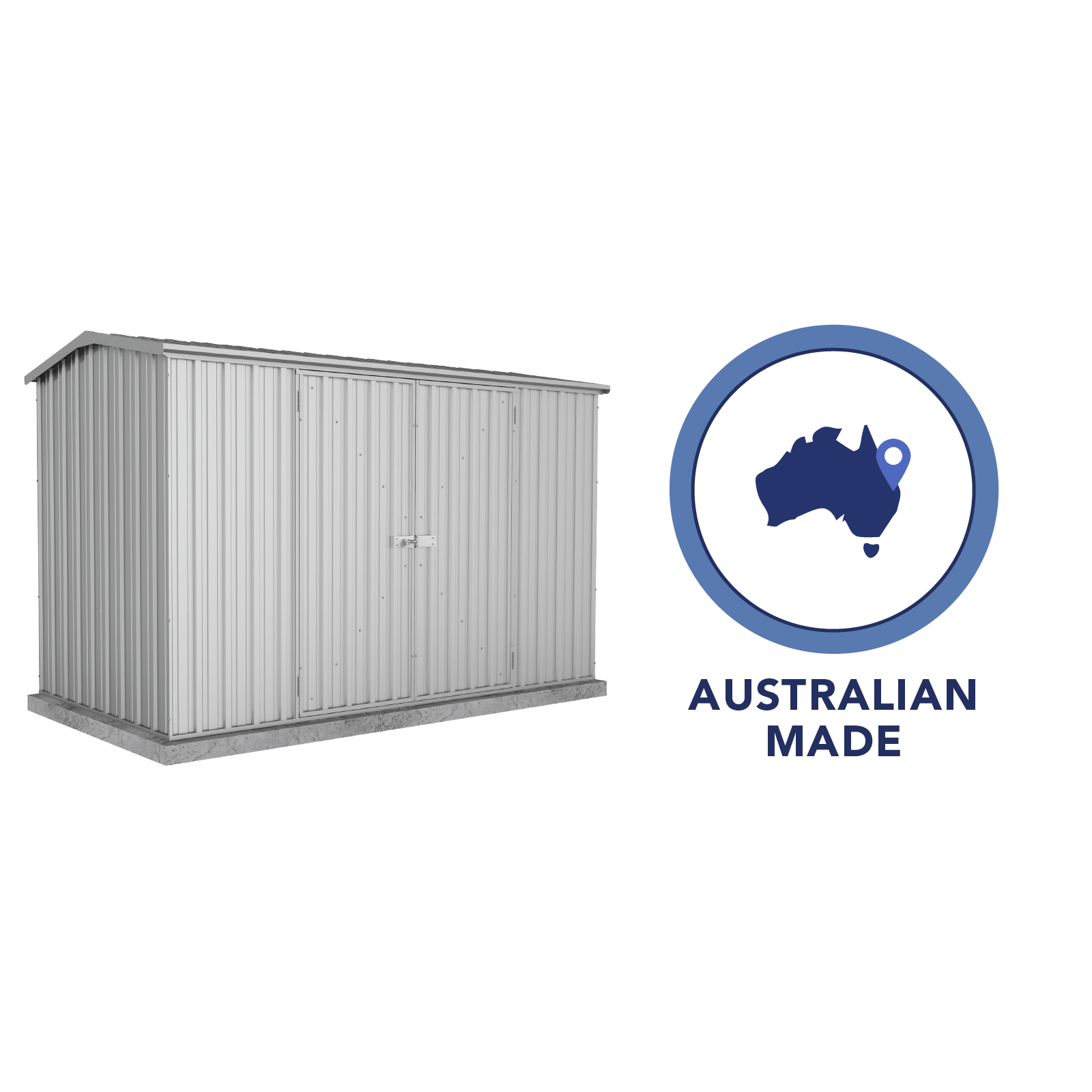 3.00mW x 1.52mD x 1.95mH Garden Shed Premier Double Door Zincalume